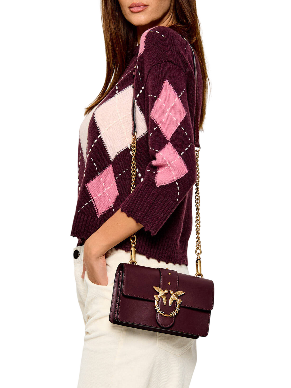 Pinko borsa Love Bag One Mini New Buckle bordeaux oro 107071-A0F1 WW5Q PINKO