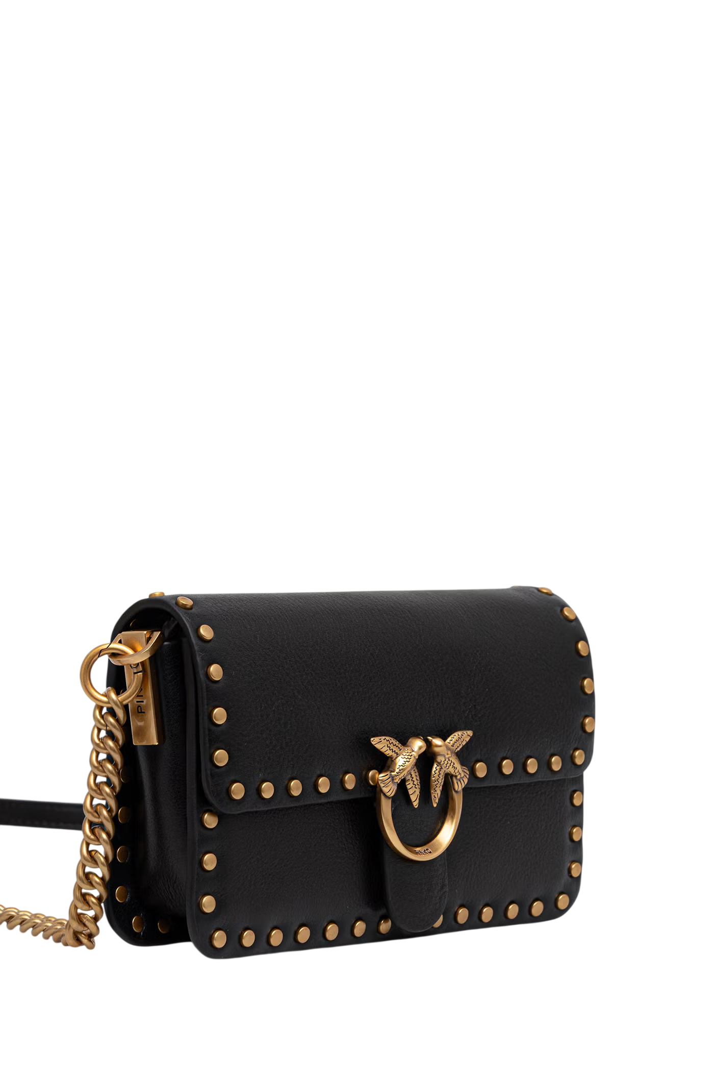 Pinko borsa Love One Slouchy Baby in pelle con borchie nero oro 107345-A2JG Z99Q PINKO
