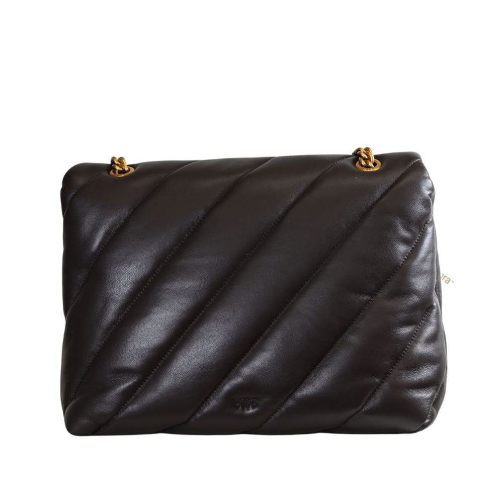 Pinko borsa Love Bag Puff Big in pelle con logo Love Birds moro oro 107615-A0F2 M12Q PINKO