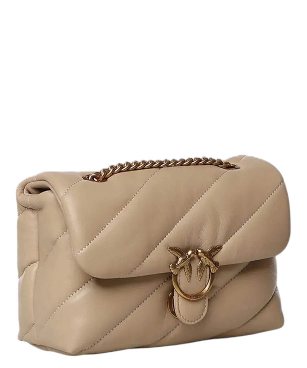 Pinko borsa Love Bag Classic Puff in pelle beige oro 107616-A0F2 C50Q PINKO