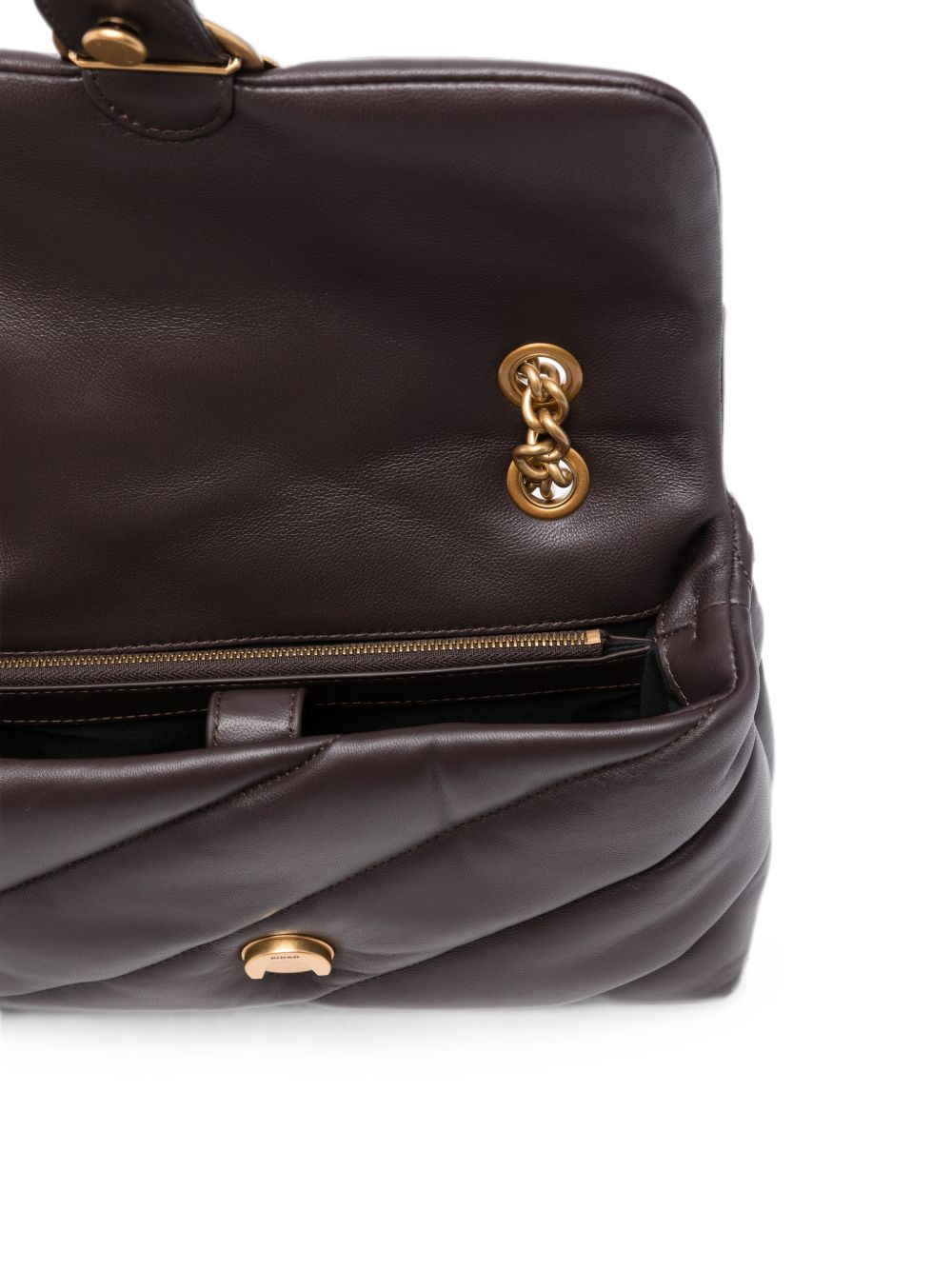 Pinko borsa Love Bag Classic Puff in pelle marrone oro 107616-A0F2 M12Q PINKO