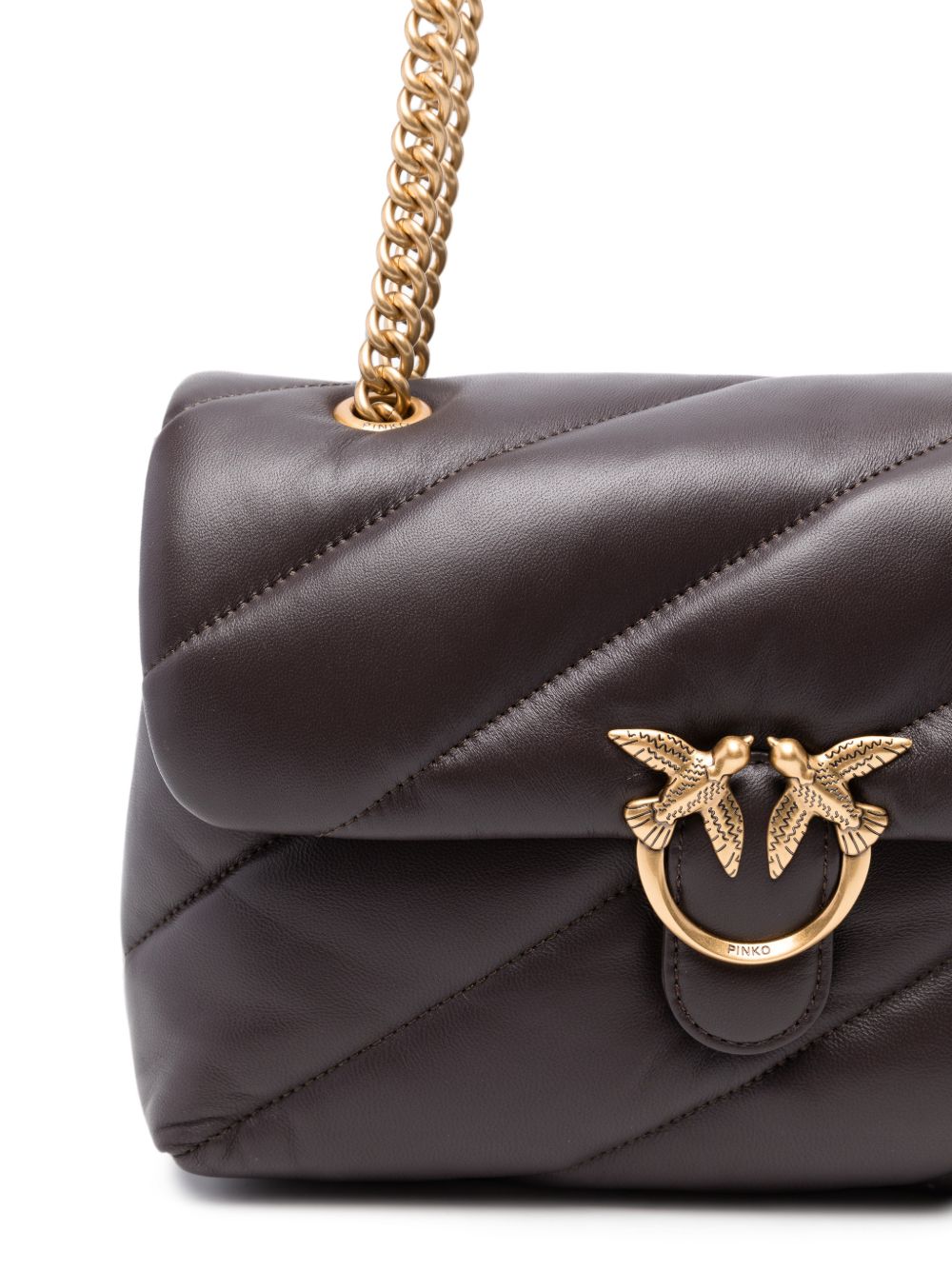 Pinko borsa Love Bag Classic Puff in pelle marrone oro 107616-A0F2 M12Q PINKO
