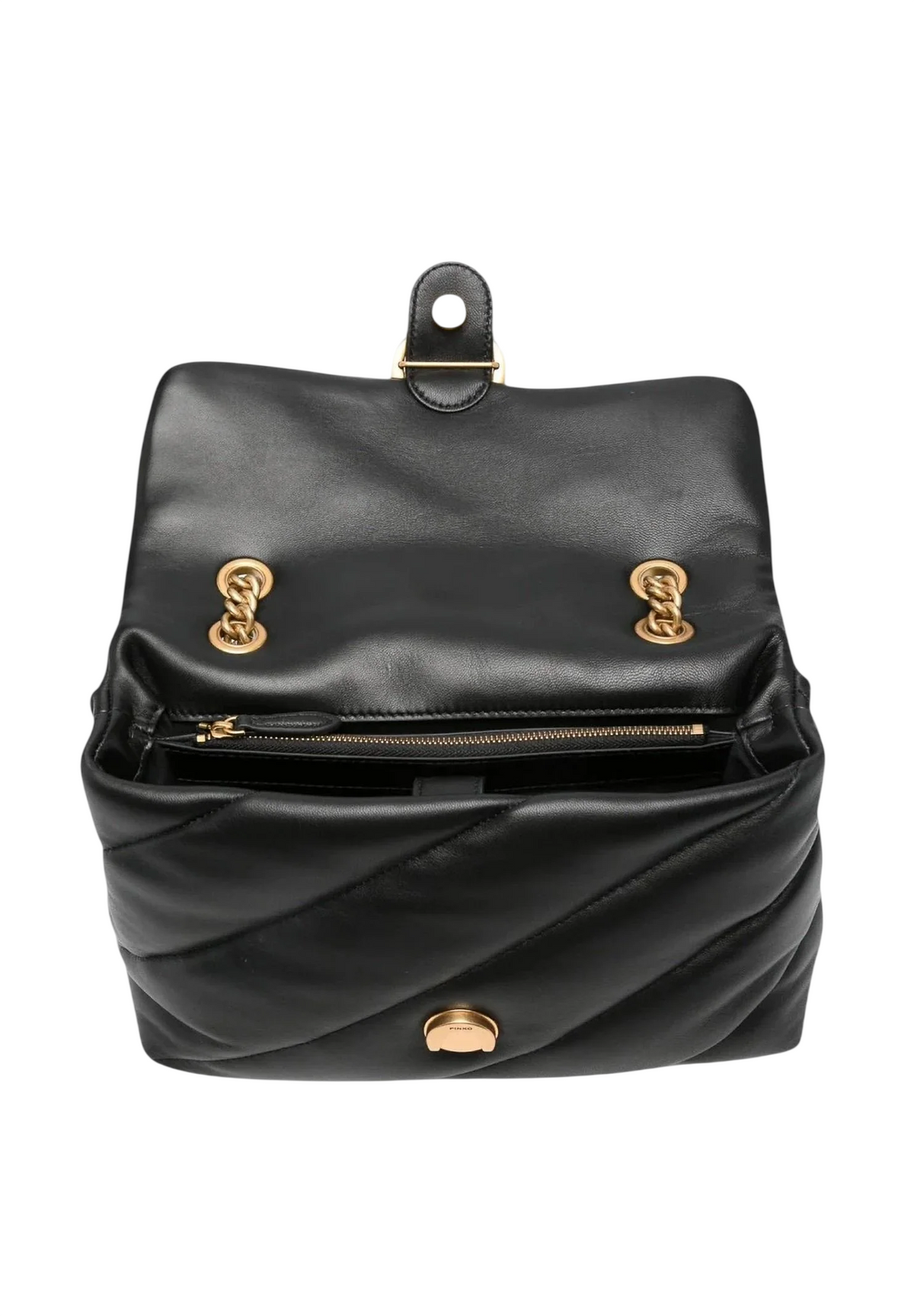 Pinko borsa Love Bag Classic Puff in pelle nero oro 107616-A0F2 Z99Q PINKO