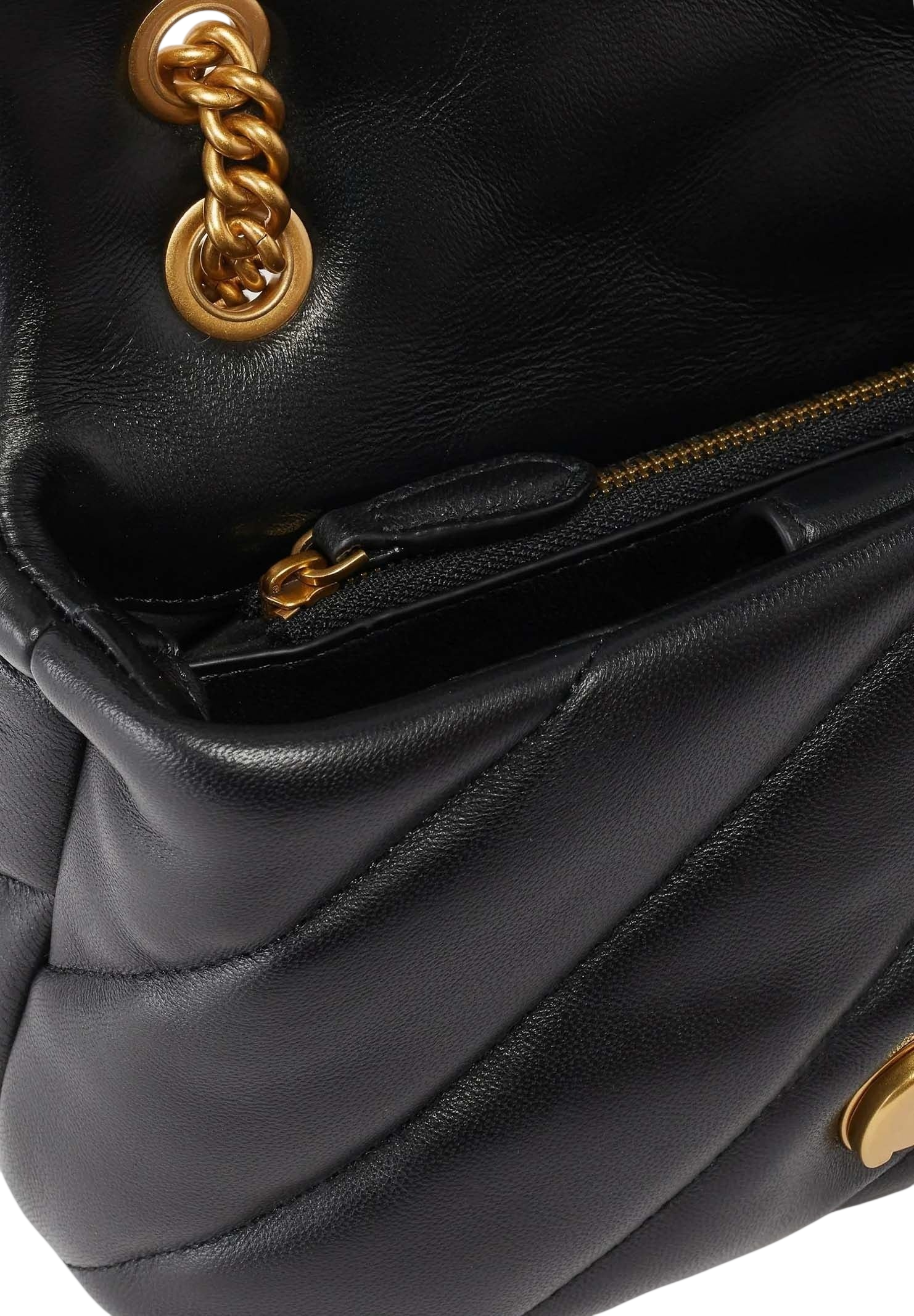 Pinko borsa Love Bag Puff Mini in pelle nero oro 107617-A0F2 Z99Q PINKO