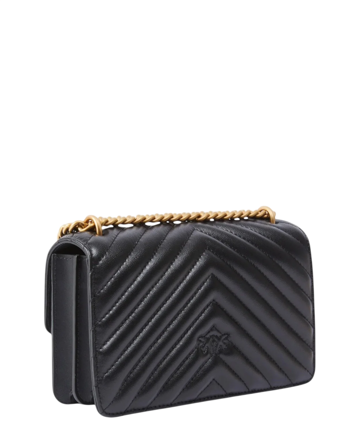 Pinko borsa Love Bag One Mini Small in pelle chevron nero 107620-A0GK Z99Q PINKO