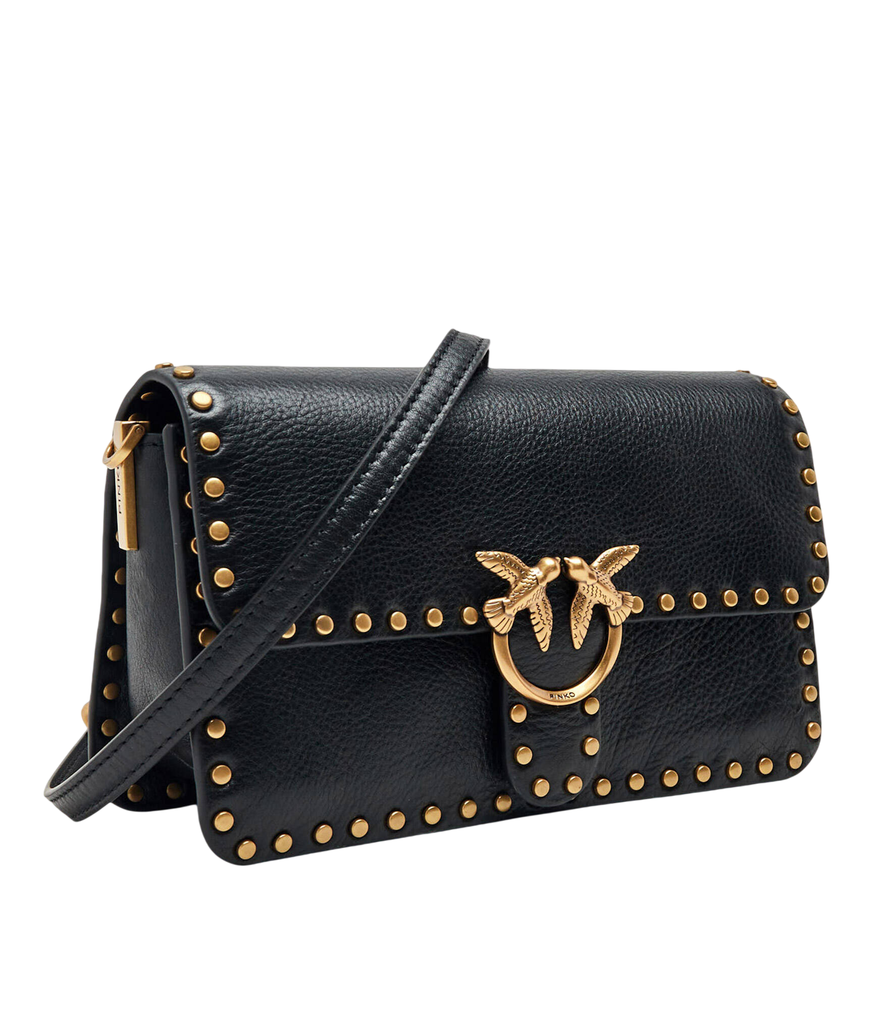 Pinko borsa a tracolla Love Bag One Slouchy con borchie nero oro 107665-A2JG Z99Q PINKO