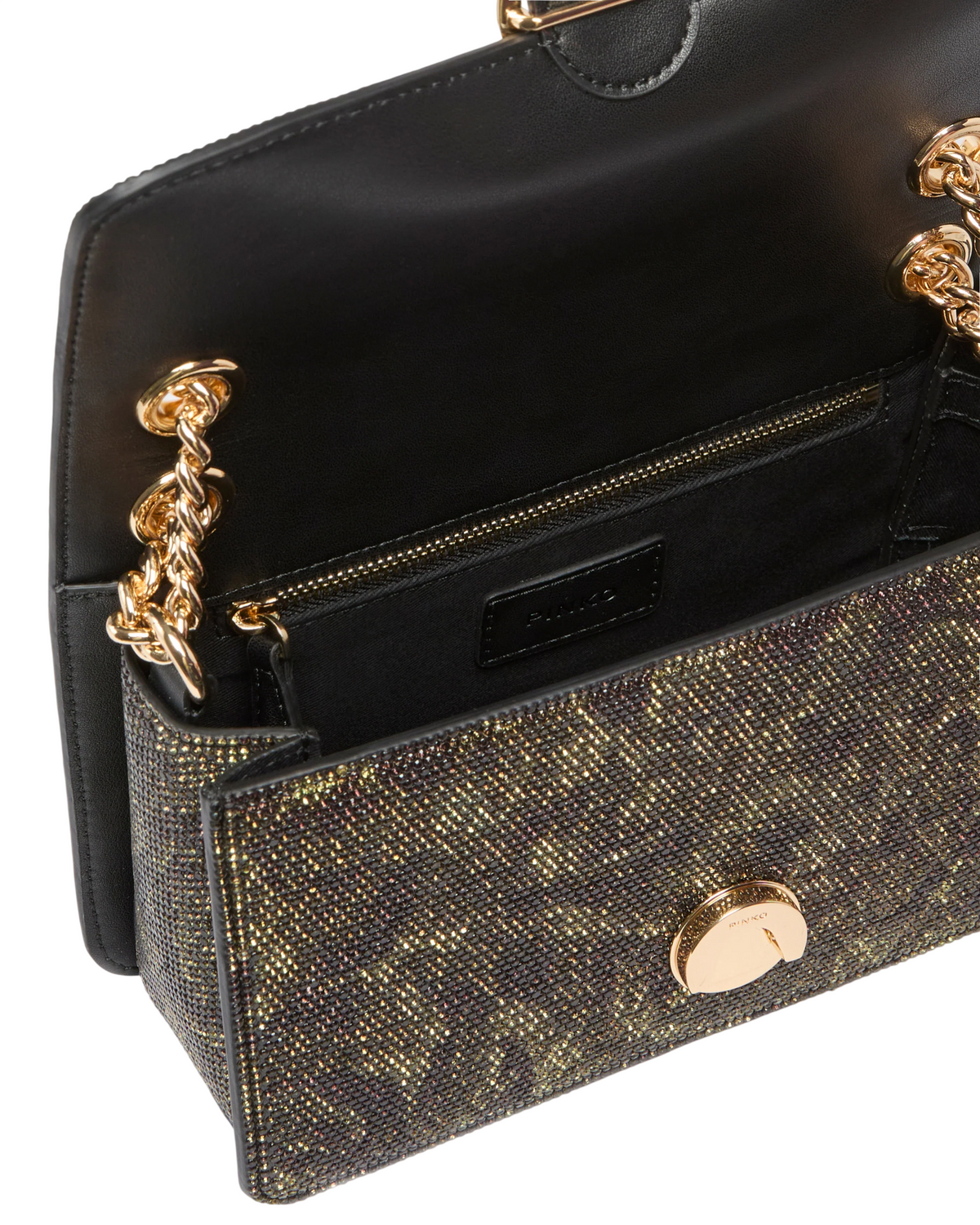 Pinko borsa Love Bag One Mini Light con strass camouflage verde 107675-A3LL ST3Y PINKO