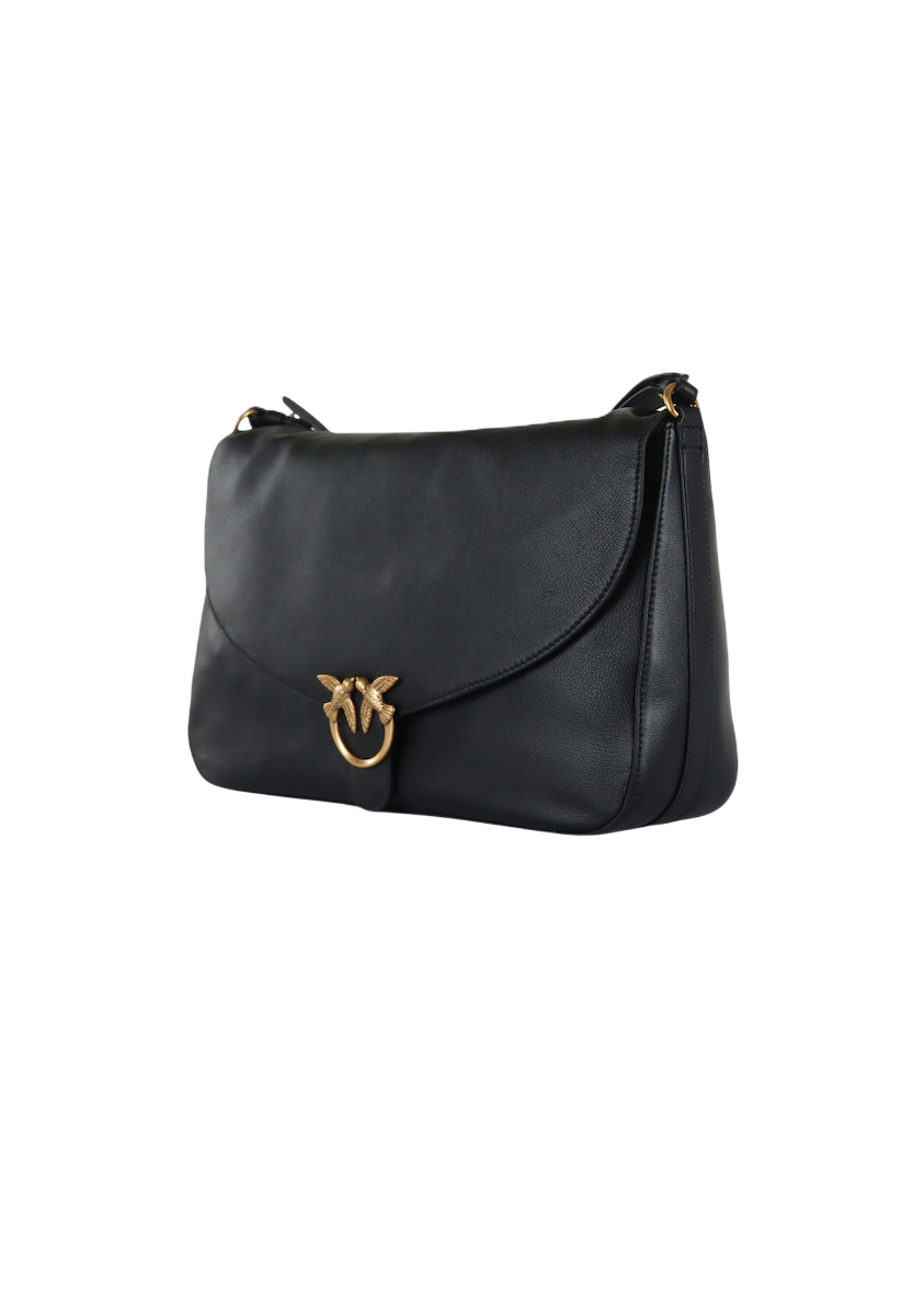 Pinko borsa Love Bag Satchel Big in pelle nero oro 107915-A3LW Z99Q PINKO