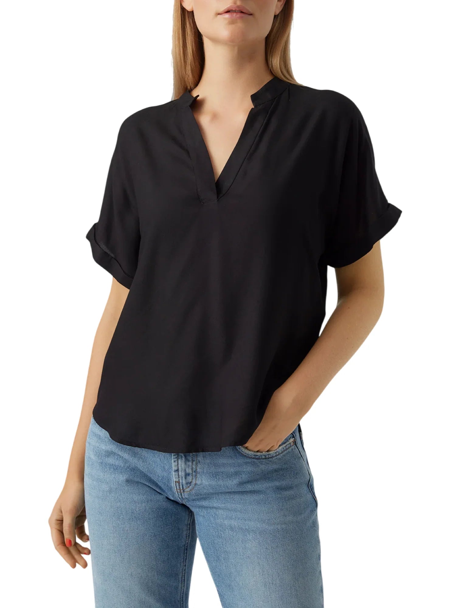 Vero Moda T-shirt manica corta in viscosa nero 10279697 BLACK VERO MODA