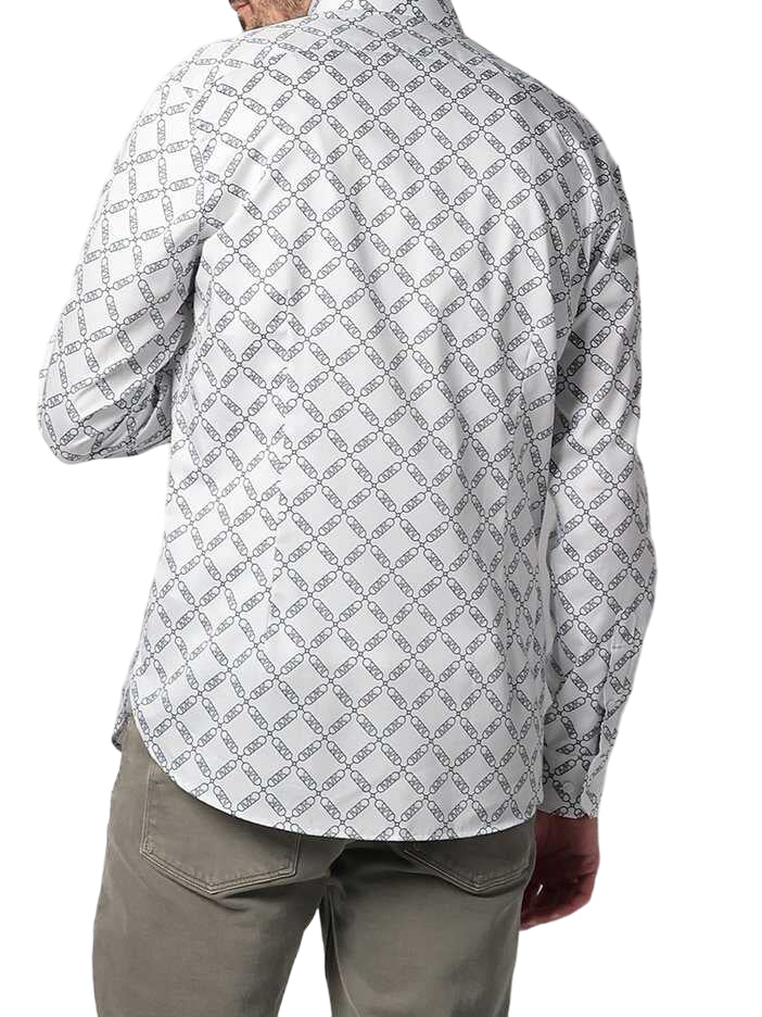 Michael Kors camicia manica lunga Empire in fantasia bianco blu MK0DS01289 M100 MICHAEL KORS