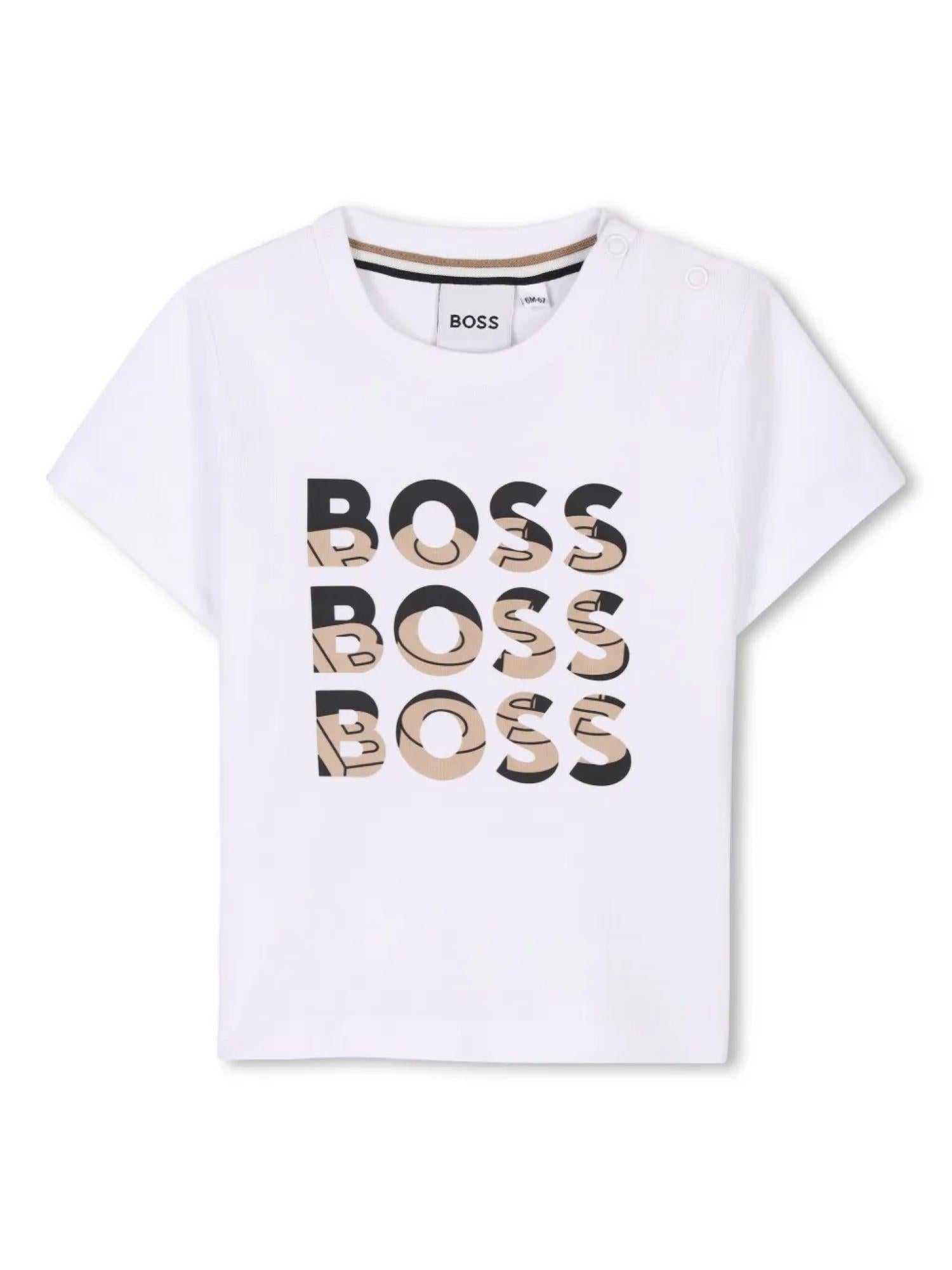Boss T-shirt neonato maniche corte con logo bianco J52113 BIANCO BOSS