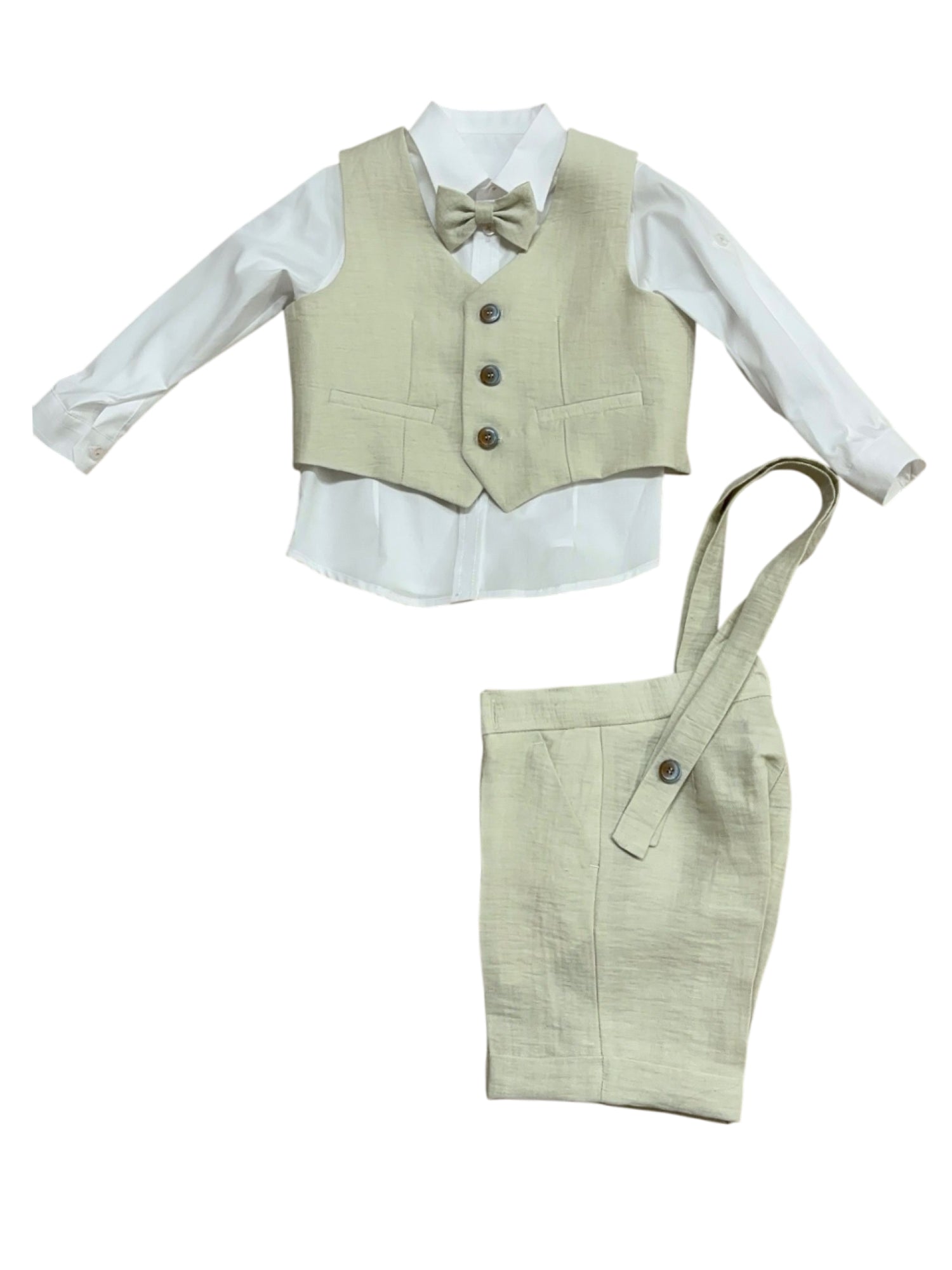 Brando completo elegante camicia gilet bermuda beige COMB147L BEIGE BRANDO