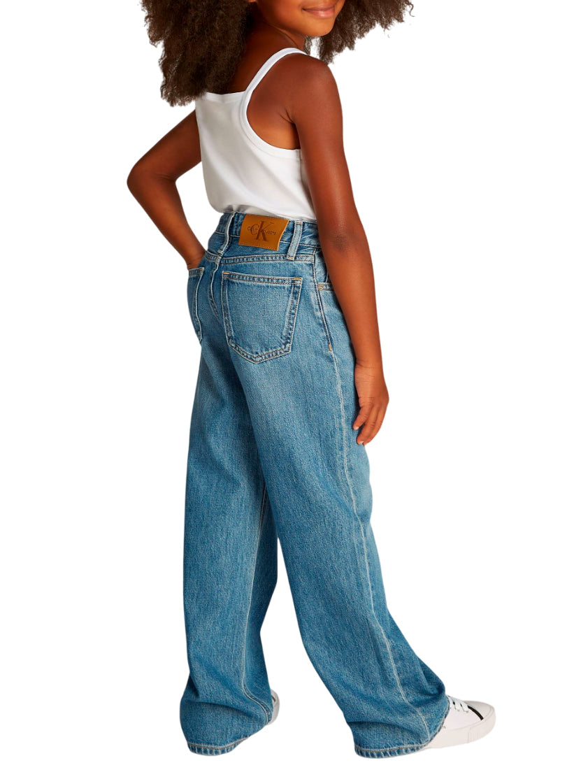 Calvin Klein Jeans jeans gamba larga in denim lavaggio blu IG0IG02842 1A4 Calvin Klein Jeans