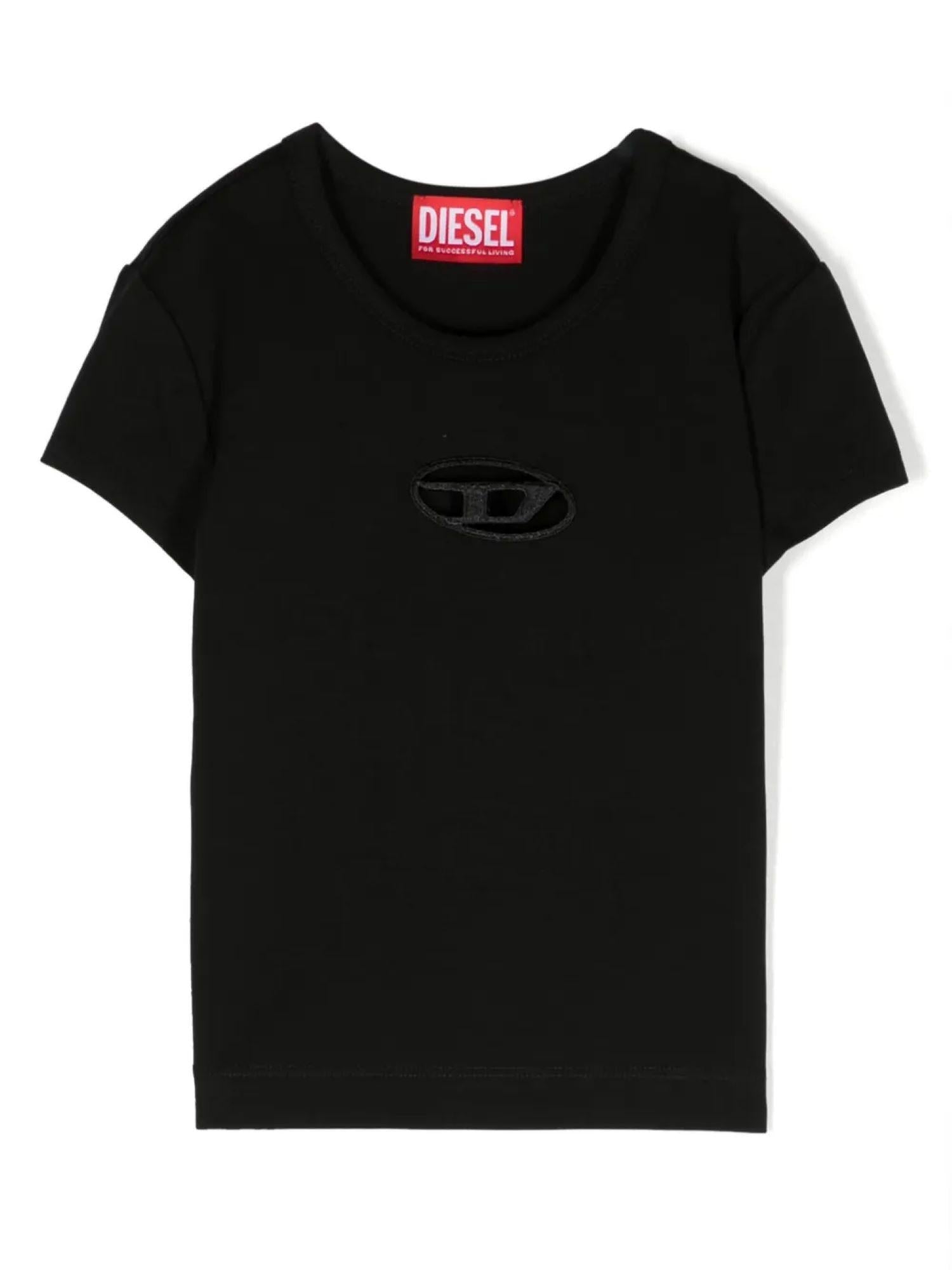 Diesel T-shirt manica corta Tangie con logo cut out nero J01830-0AFAA K900 DIESEL