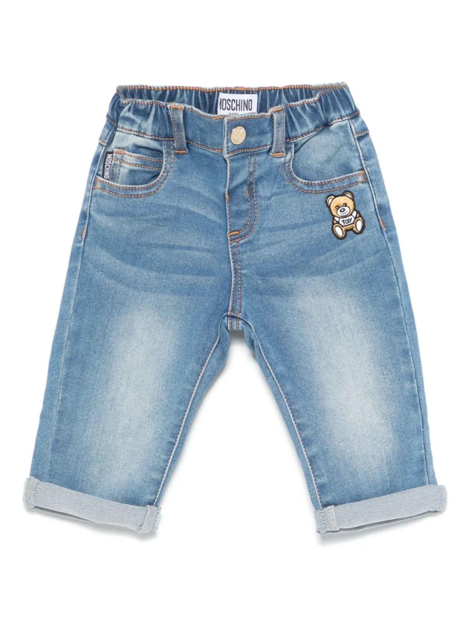 Moschino jeans neonato con patch orsetto lavaggio blu MUP05F-LXE43 40334 MOSCHINO