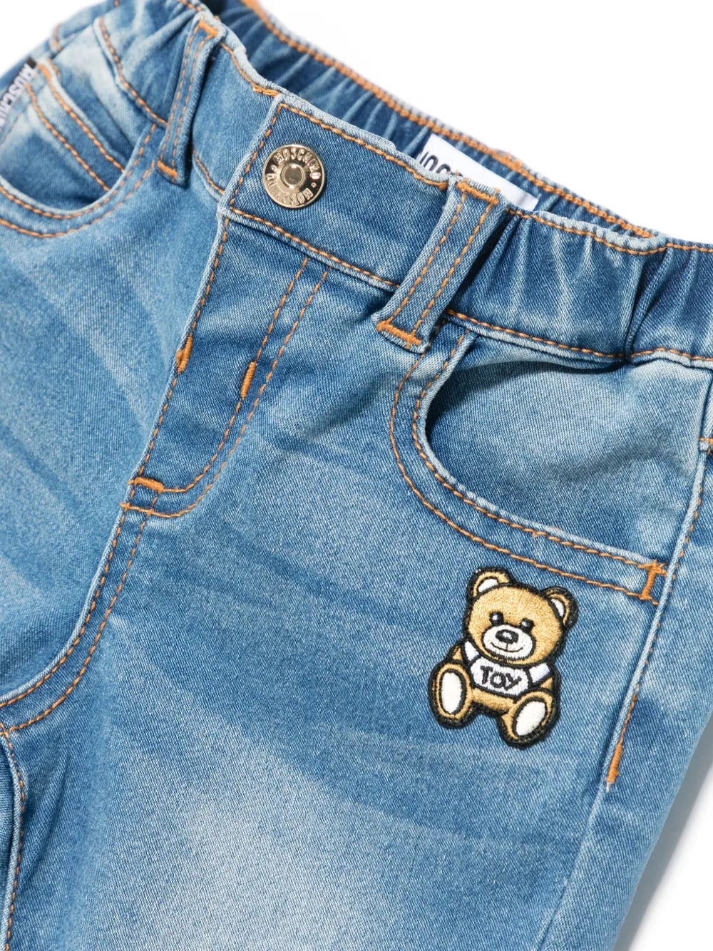 Moschino jeans neonato con patch orsetto lavaggio blu MUP05F-LXE43 40334 MOSCHINO