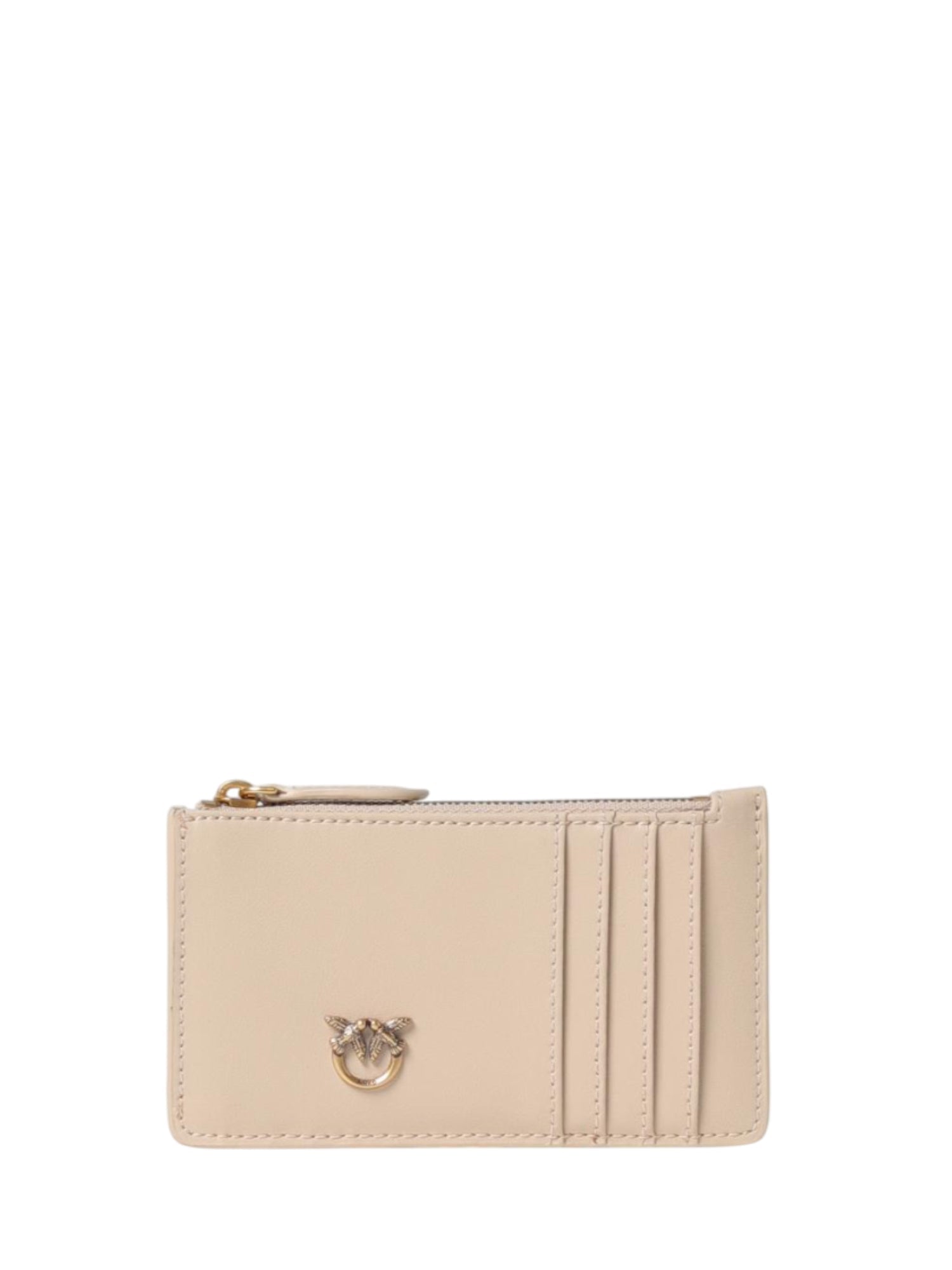 Pinko portacarte Airone in pelle beige oro 100251-A0GK C50Q PINKO