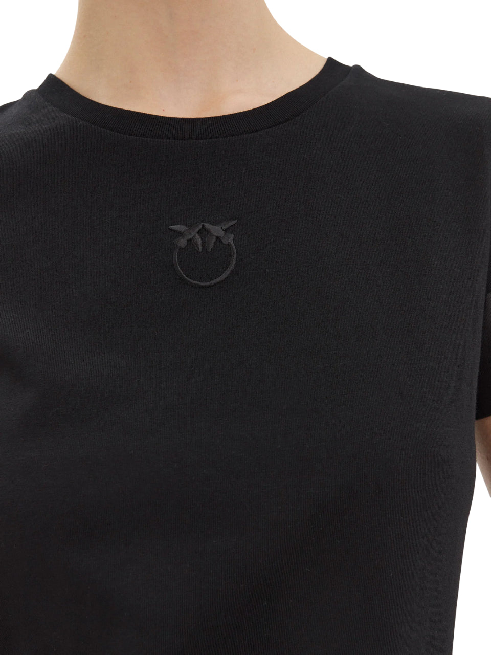 Pinko T-shirt manica corta Bussolotto con logo ricamato nero 100355-A2HN Z99 PINKO