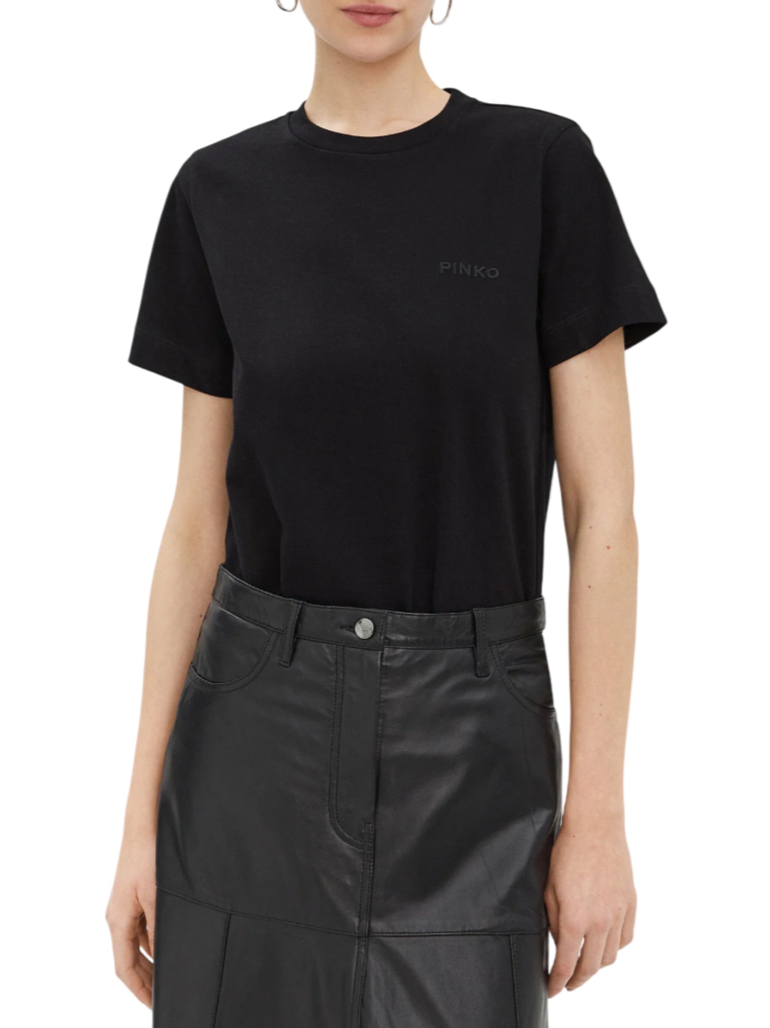 Pinko T-shirt manica corta Star con logo ricamato nero 101752-A2HN Z99 PINKO