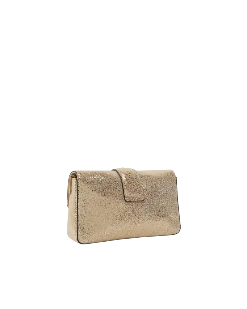 Pinko borsa Love One Mini Slouchy in suede laminato oro 104345-A27K HI0Q PINKO