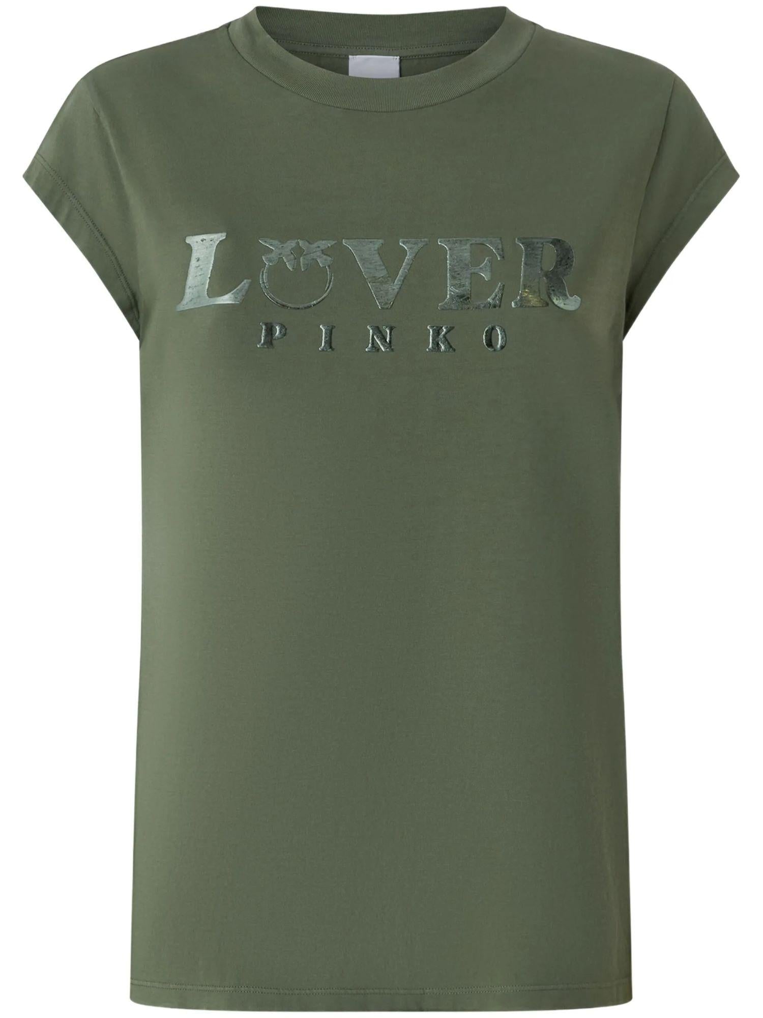 Pinko T-shirt Marrakech manica corta con logo verde militare 104603-A2D1 V49 PINKO