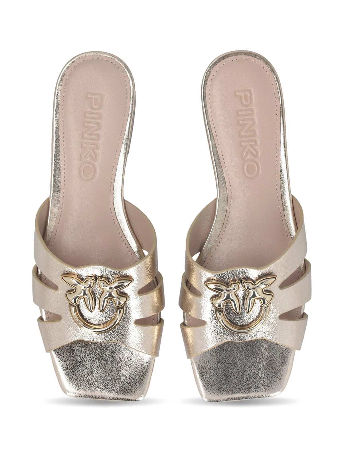 Pinko ciabatta Marli in pelle laminata con logo platino SD0313P049 Z22 PINKO