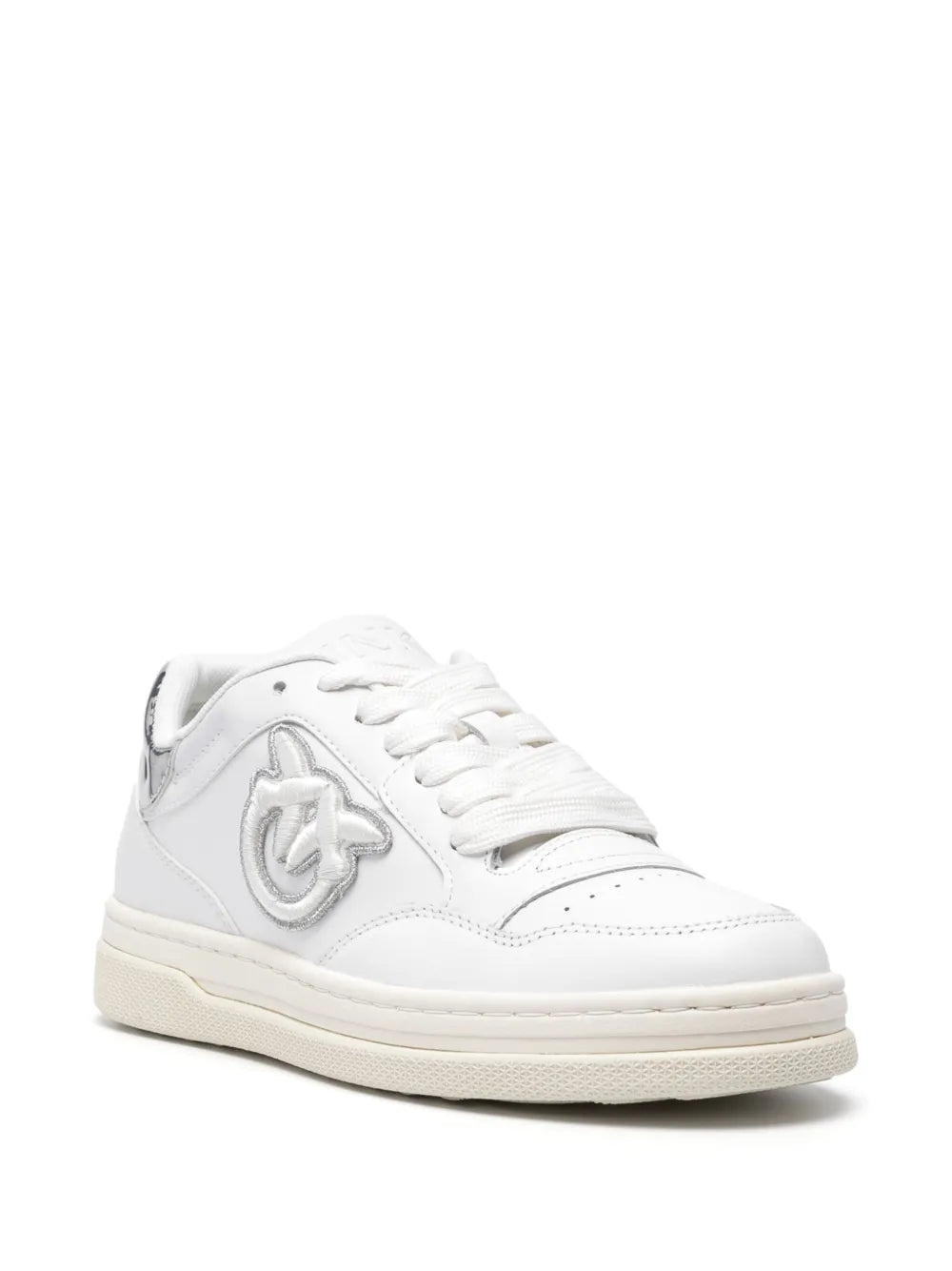 Pinko sneakers Mandy in pelle con logo Love Birds bianco argento SS0077P014 ZI6 PINKO
