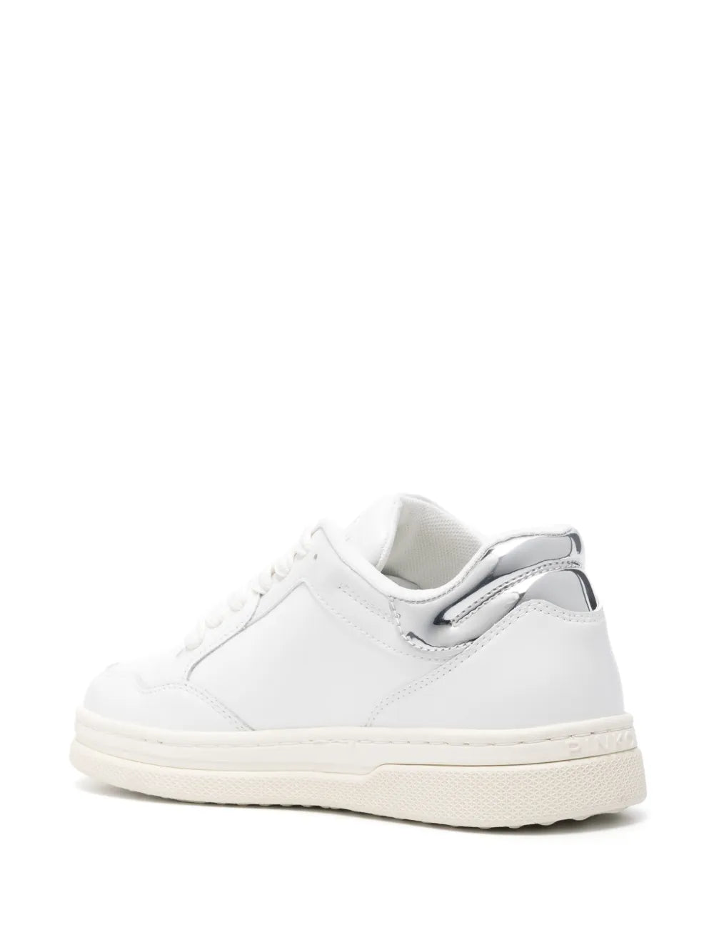 Pinko sneakers Mandy in pelle con logo Love Birds bianco argento SS0077P014 ZI6 PINKO