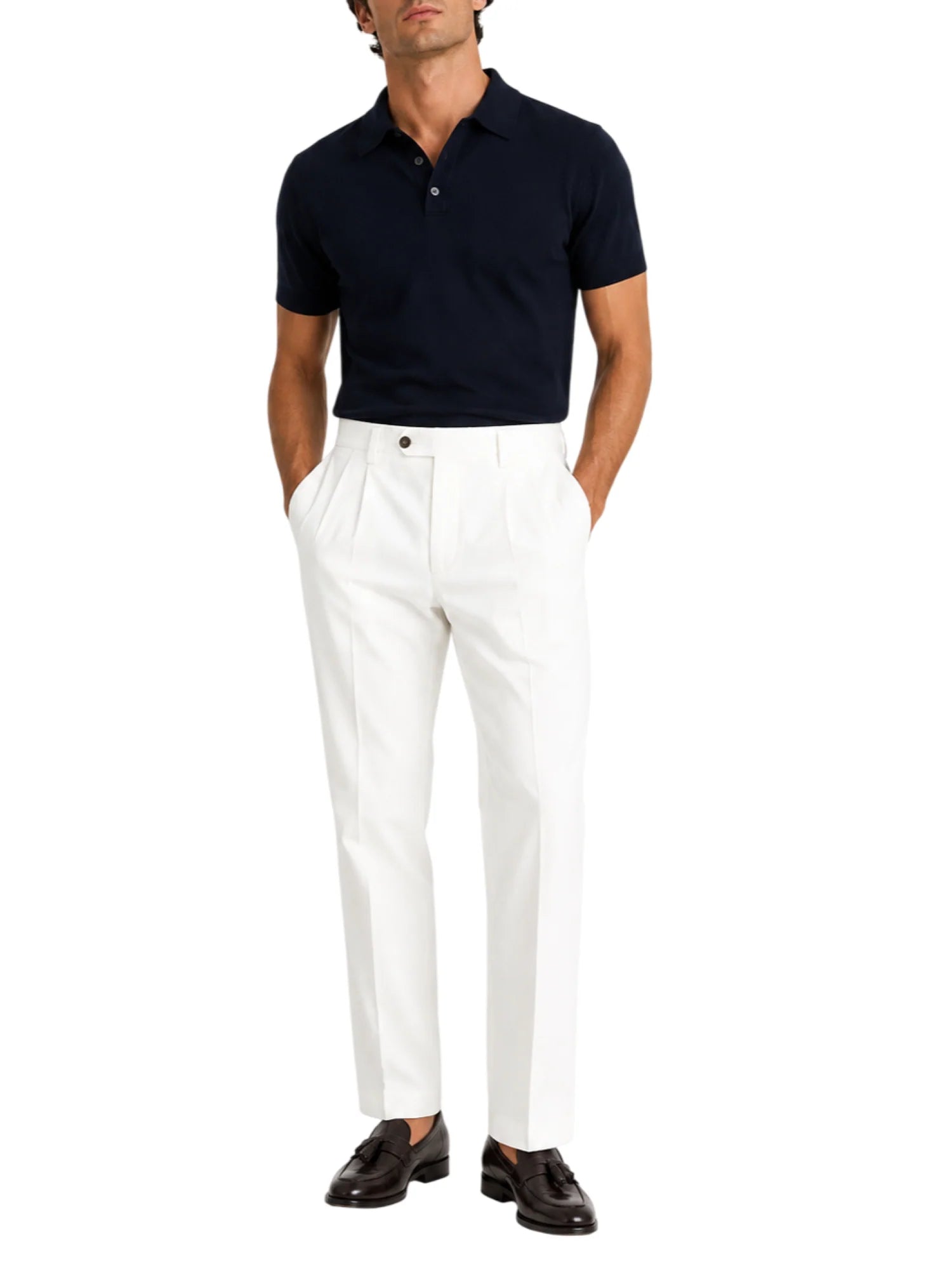 Alta Tensione pantaloni uomo con pinces panna R2701L-CANOA PANNA ALTA TENSIONE