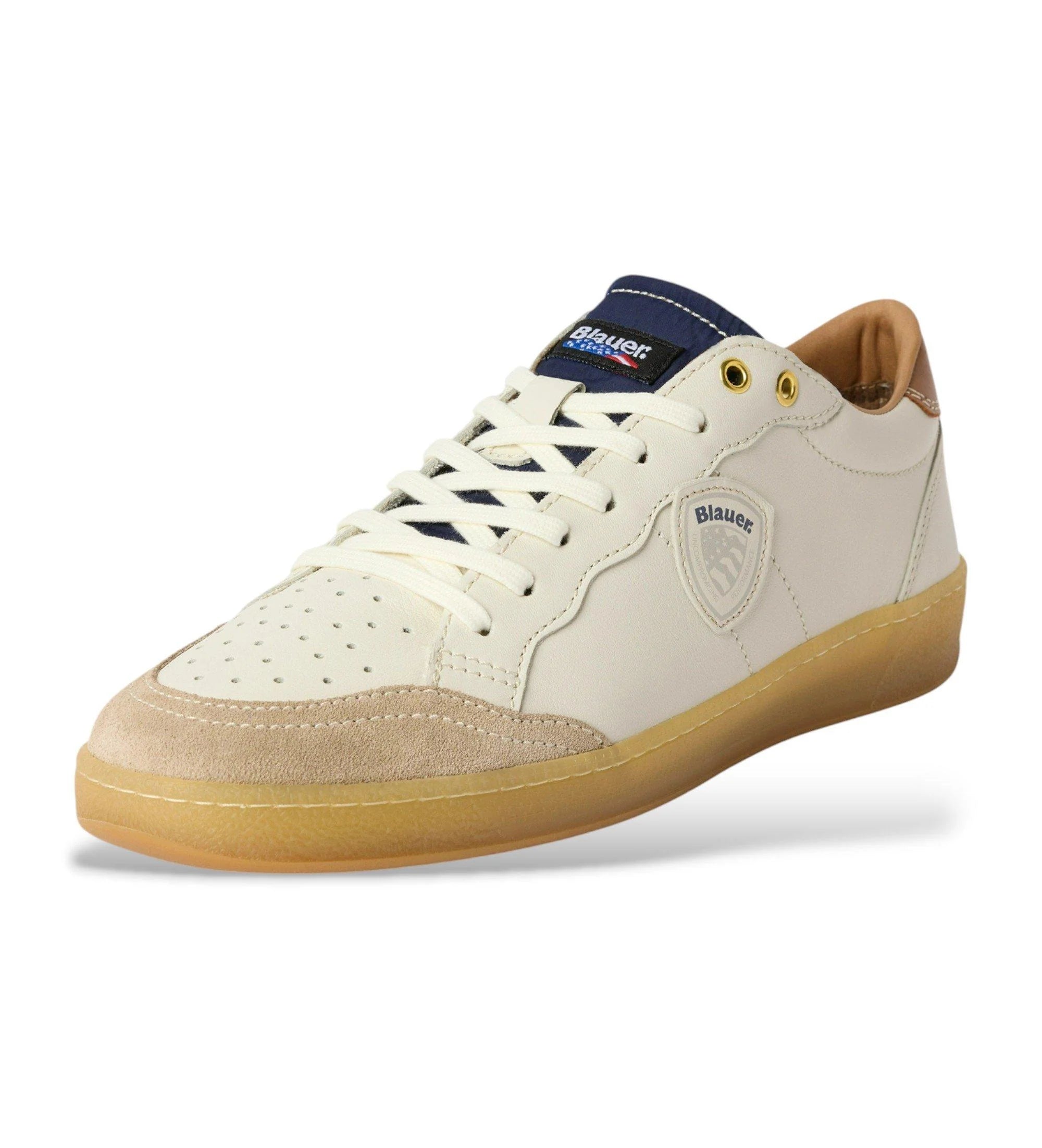 Blauer sneakers uomo Murray in pelle panna S6MURRAY21-LES NVY-BRW BLAUER