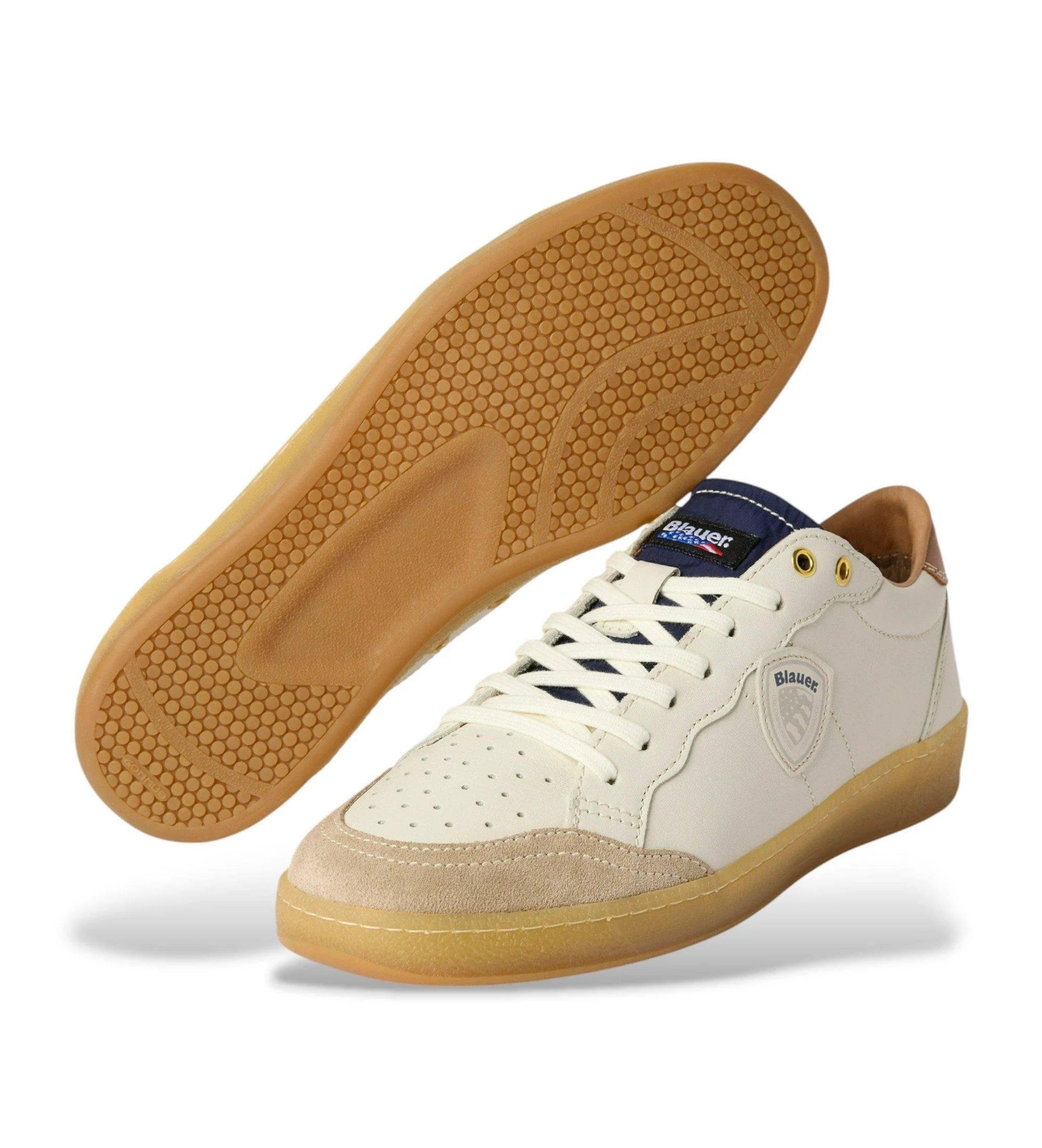 Blauer sneakers uomo Murray in pelle panna S6MURRAY21-LES NVY-BRW BLAUER