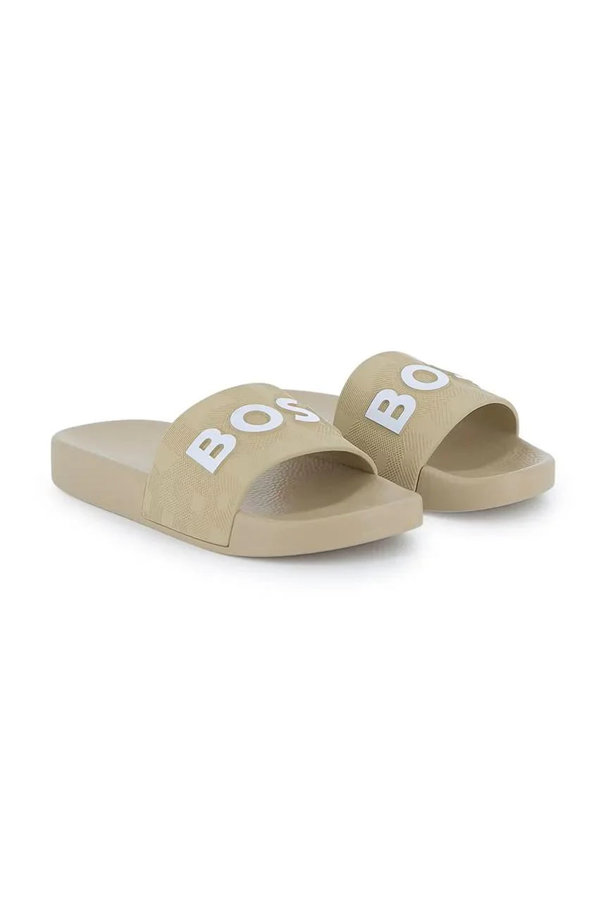 Boss ciabatte bambino con logo beige J52799 BEIGE BOSS