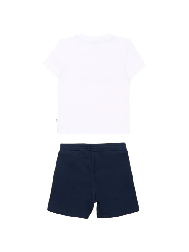 Boss completo neonato T-shirt e shorts bianco blu J52847 MARINE BOSS