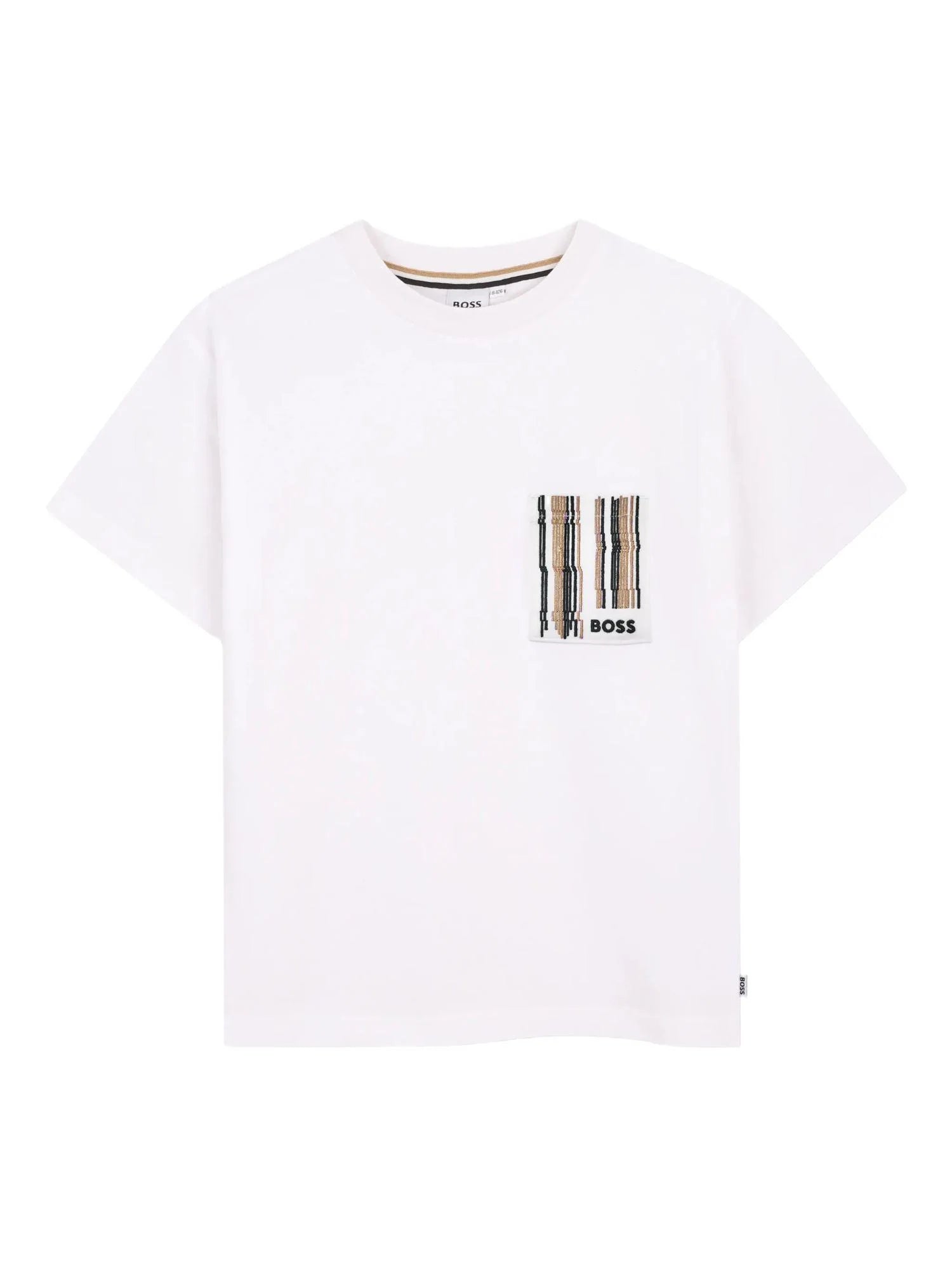 Boss T-shirt manica corta bambino con taschino logato bianco J52975 BIANCO BOSS