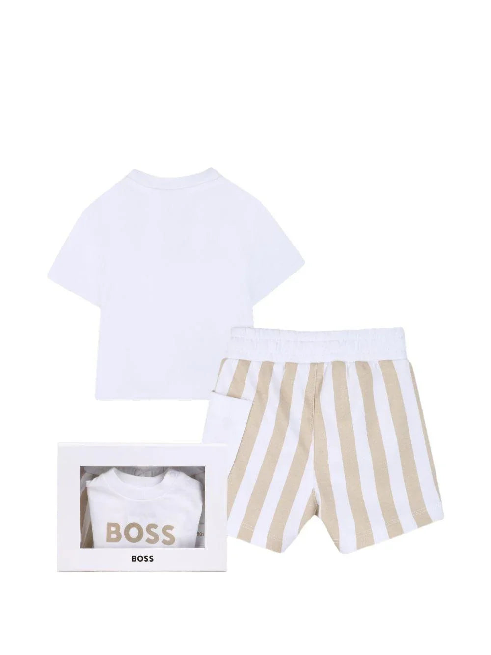 Boss completo estivo neonato T-shirt e shorts bianco beige J53048 BEIGE BOSS