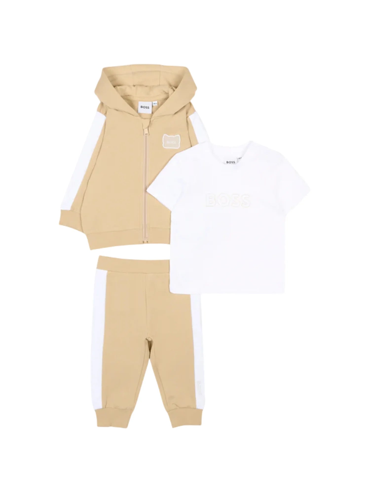 Boss completo sportivo felpa pantaloni T-shirt beige bianco J53051 BEIGE BOSS
