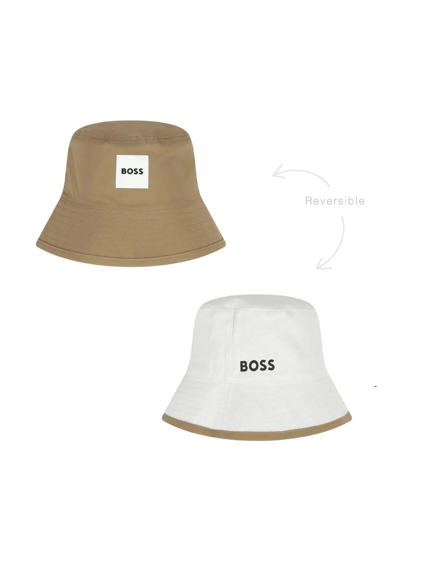 Boss cappello alla pescatora bambino reversibile bianco beige J53140 BEIGE SCURO BOSS