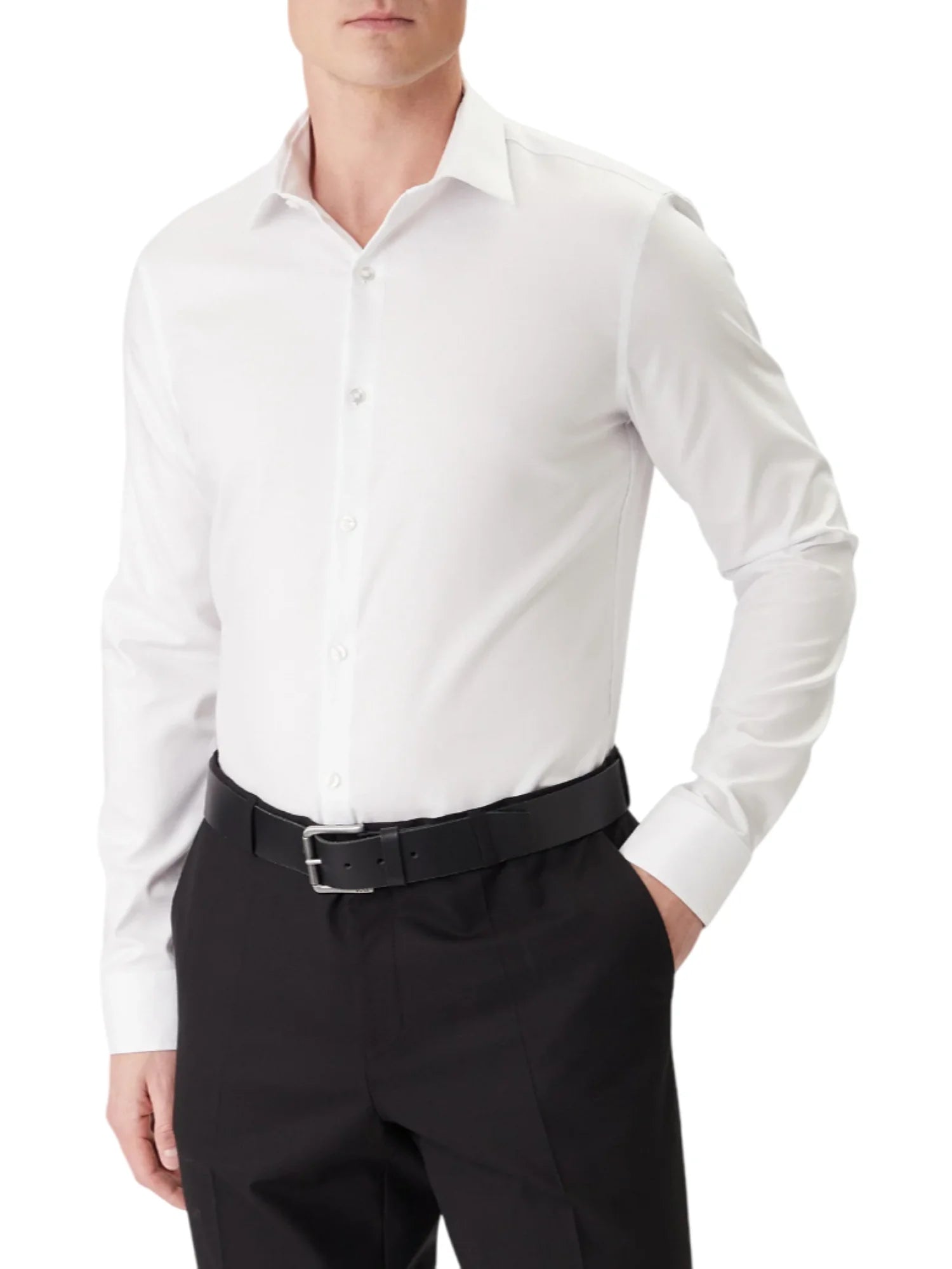 Calvin Klein camicia uomo in cotone stretch no stiro bianco LV019EU090 7K2 Calvin Klein
