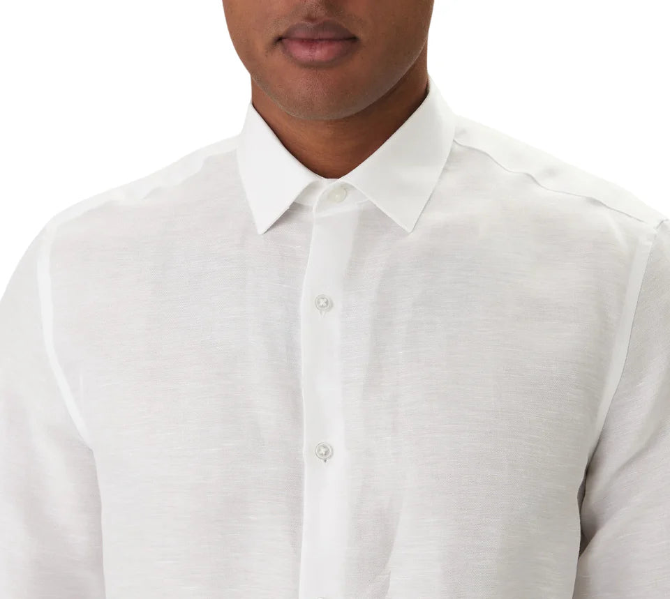 Calvin Klein camicia uomo misto lino slim fit bianco LV019EU121 7K2 Calvin Klein