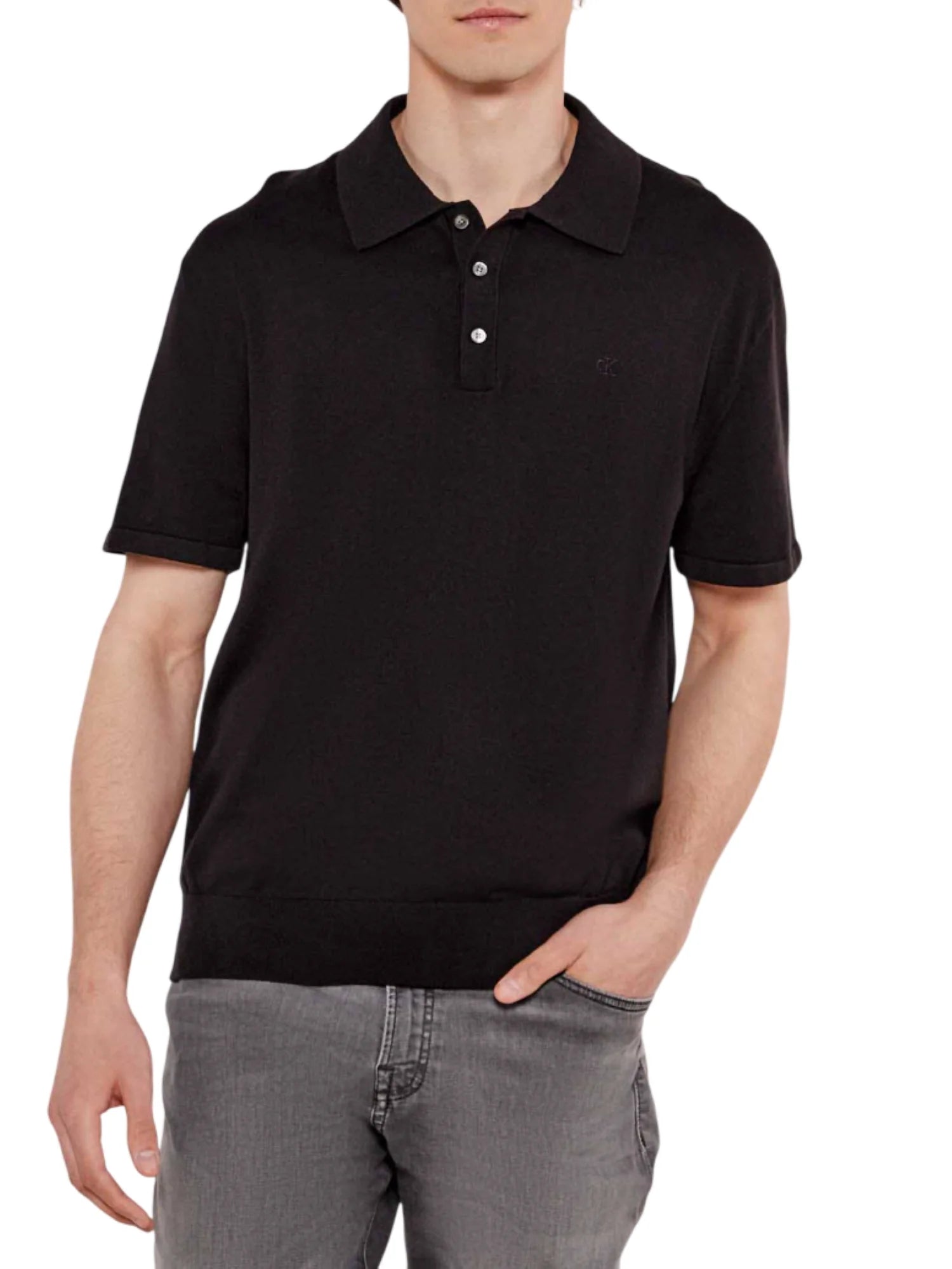 Calvin Klein polo uomo in maglia nero LV04LC326G UB1 Calvin Klein