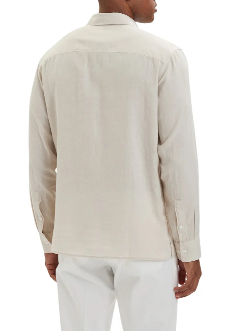 Calvin Klein camicia uomo manica lunga misto lino beige LV04LE125G 2JX Calvin Klein