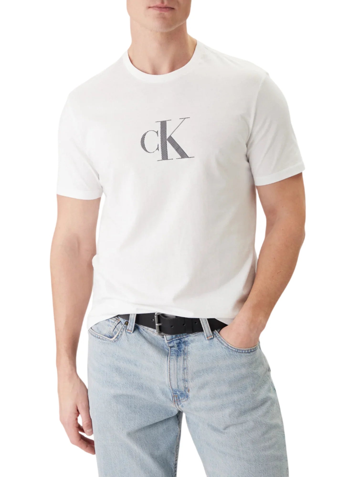 Calvin Klein T-shirt uomo manica corta con logo bianco LV04RF853G YAF Calvin Klein