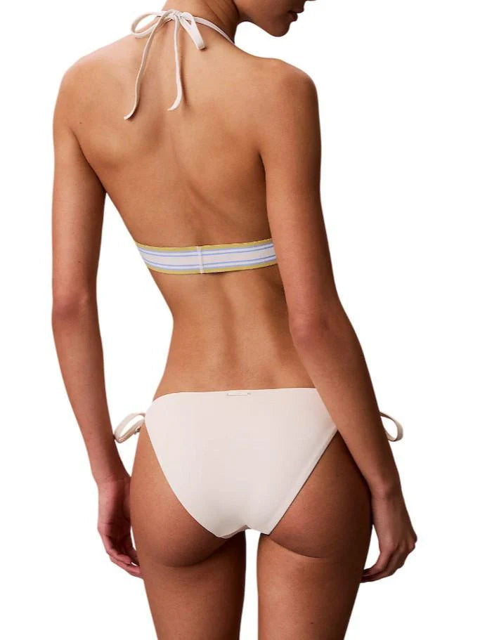 Calvin Klein top bikini triangolo con fascia logata panna LV00Q61214 YAS Calvin Klein Beachwear