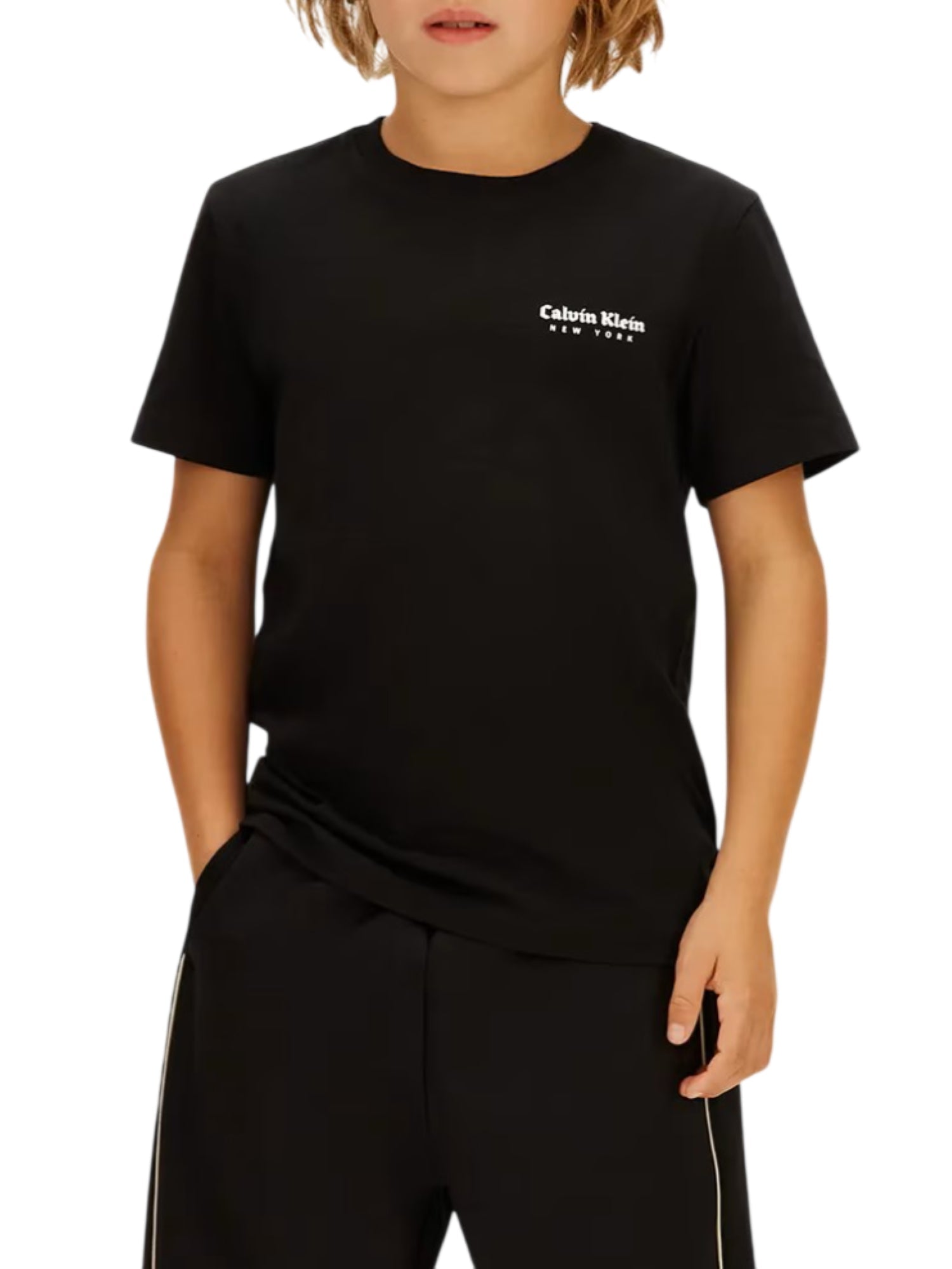 Calvin Klein Jeans T-shirt bambino con logo nero<BR/> IB0IB02608 BEH Calvin Klein Jeans