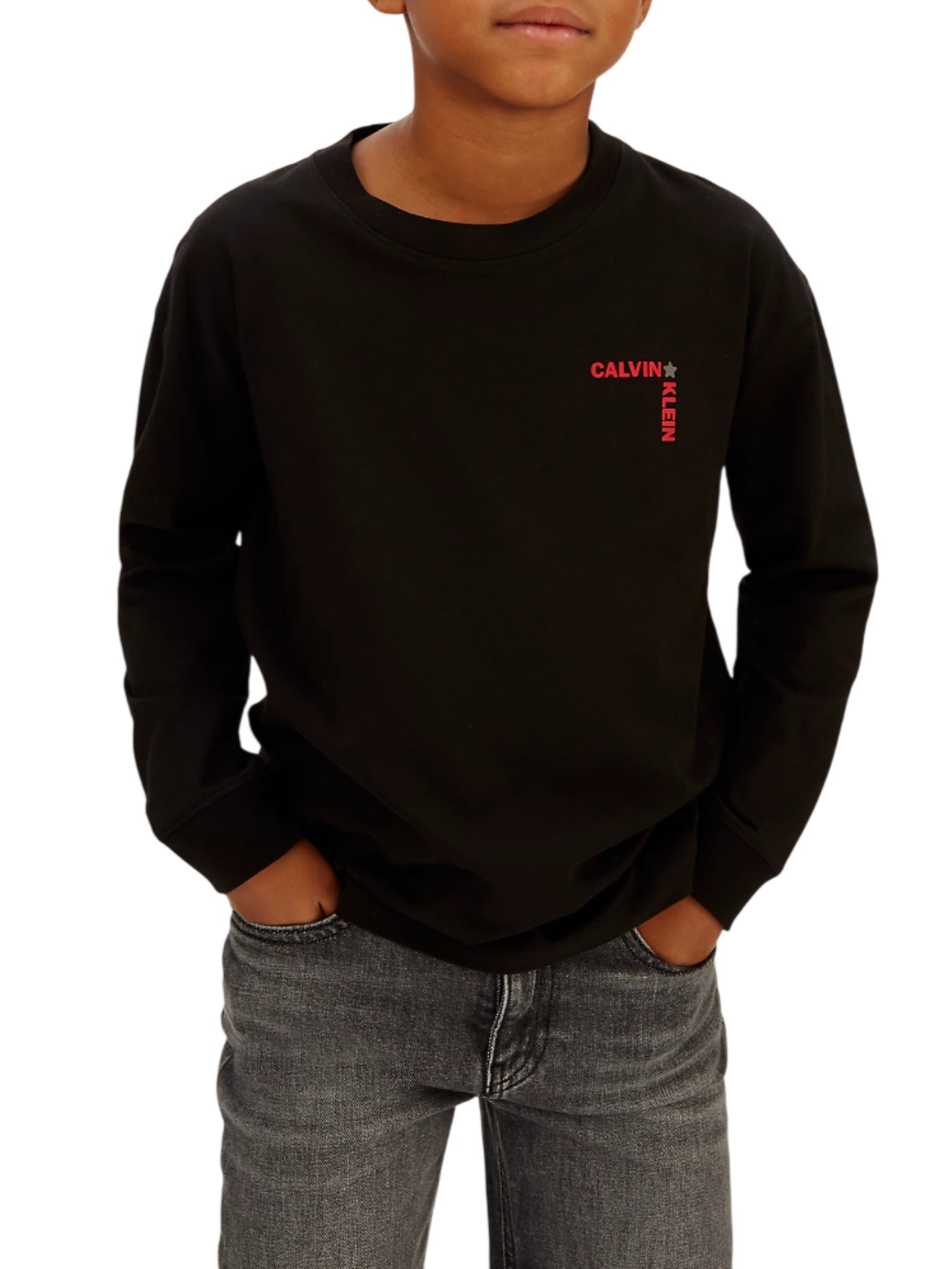 Calvin Klein Jeans T-shirt manica lunga bambino nero IB0IB02614 BEH Calvin Klein Jeans