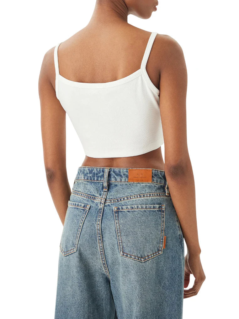 Calvin Klein Jeans canotta crop donna a costine bianco LV047F221G YAF Calvin Klein Jeans
