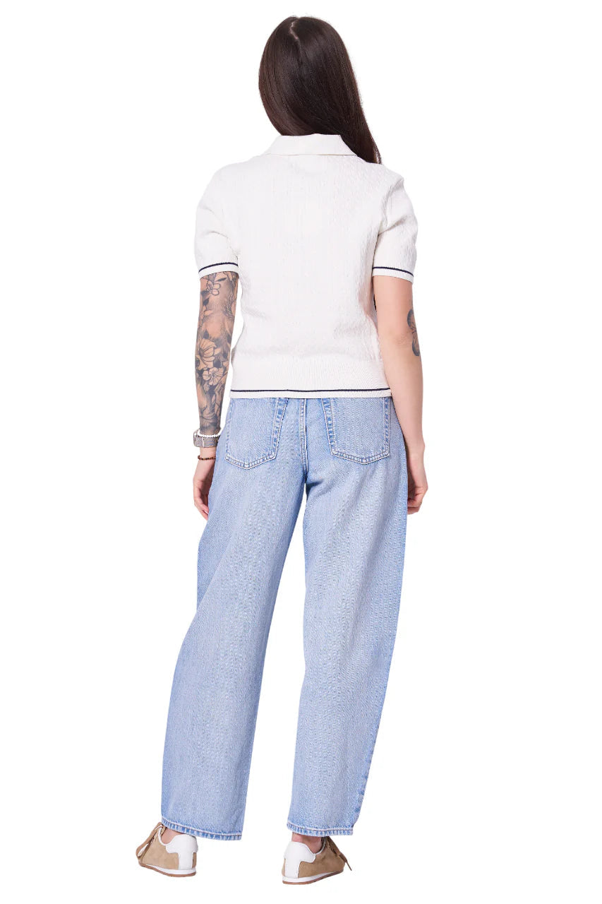 Calvin Klein Jeans polo in maglia a trecce donna panna LV047F320G YAS Calvin Klein Jeans
