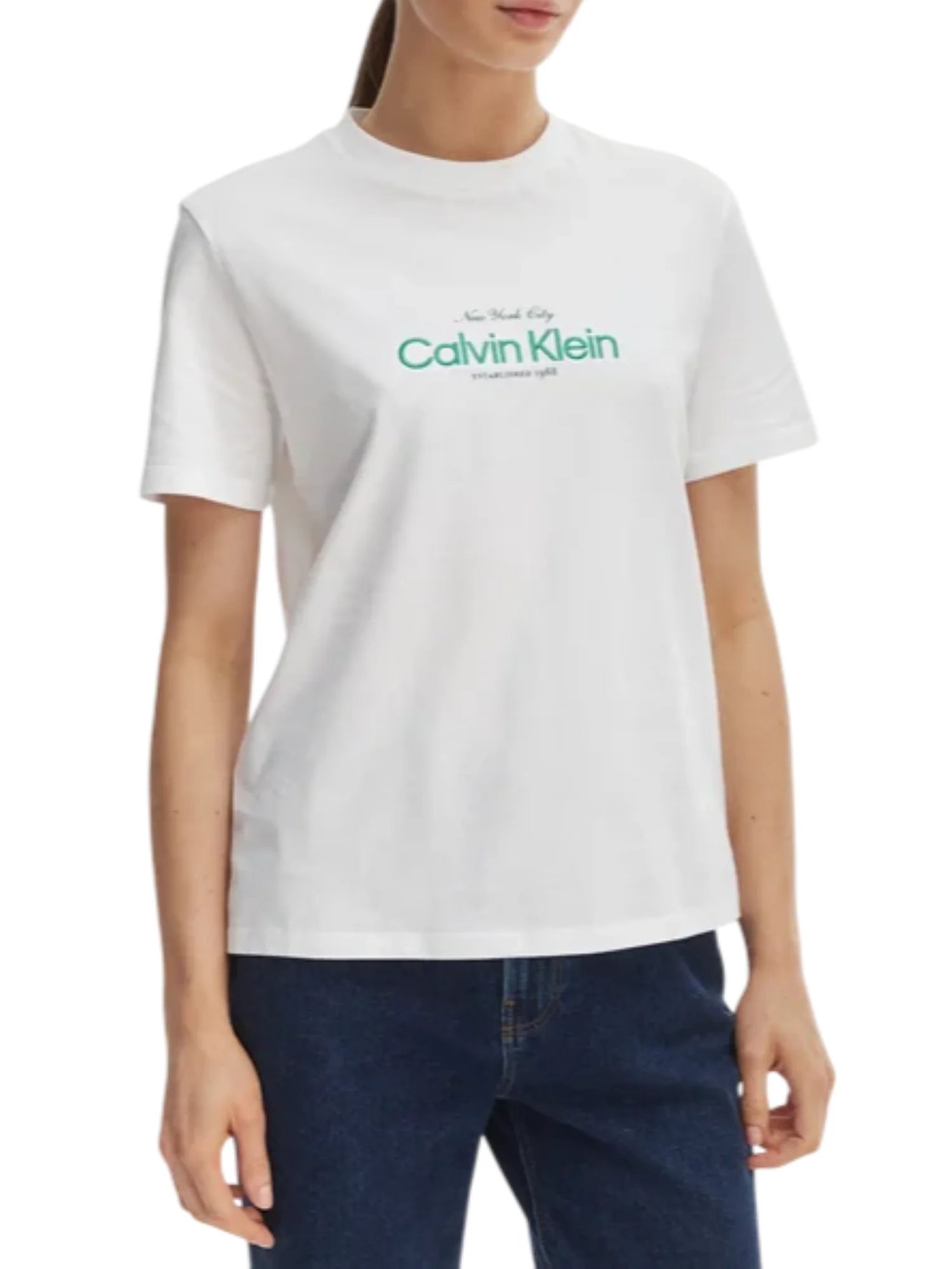 Calvin Klein Jeans T-shirt manica corta donna con logo bianco LV047F810G YAF Calvin Klein Jeans