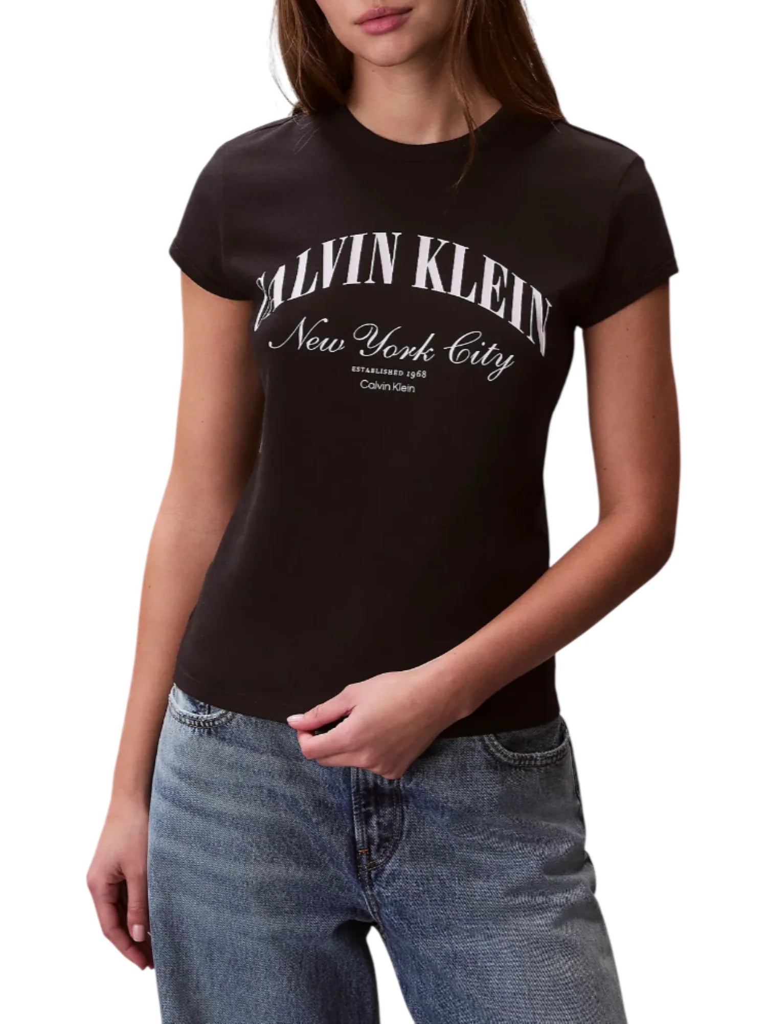 Calvin Klein T-shirt manica corta stampa logo nero LV047F815G UB1 Calvin Klein Jeans