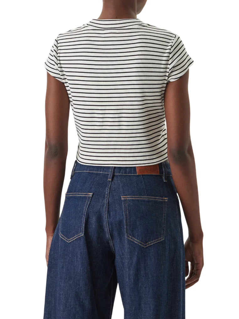 Calvin Klein Jeans T-shirt crop donna a righe panna nero LV047F833G XDY Calvin Klein Jeans
